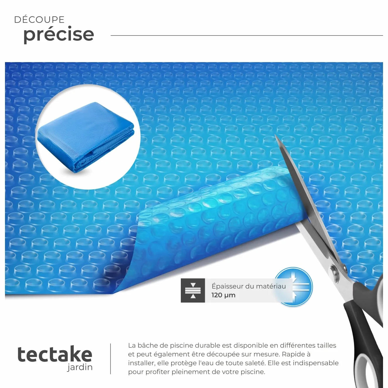 Tectake Bâche Chauffante Solaire Piscine Ronde Ø3,81m Bleu Protection Chauffage Piscine Hors Sol Spa