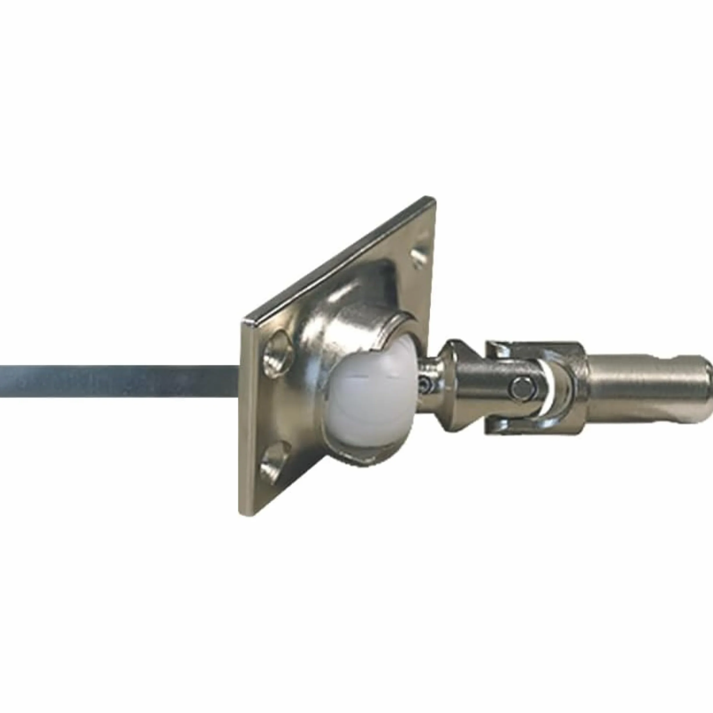 Sortie de caisson carré 6 mm tourillon 12 mm simple cardan 45° acier longueur tige 250 mm pour store et volets roulants Geiger