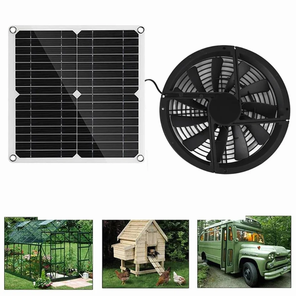 Kit ventilateur panneau solaire 12W 12V pour évents de toit poulailler serre