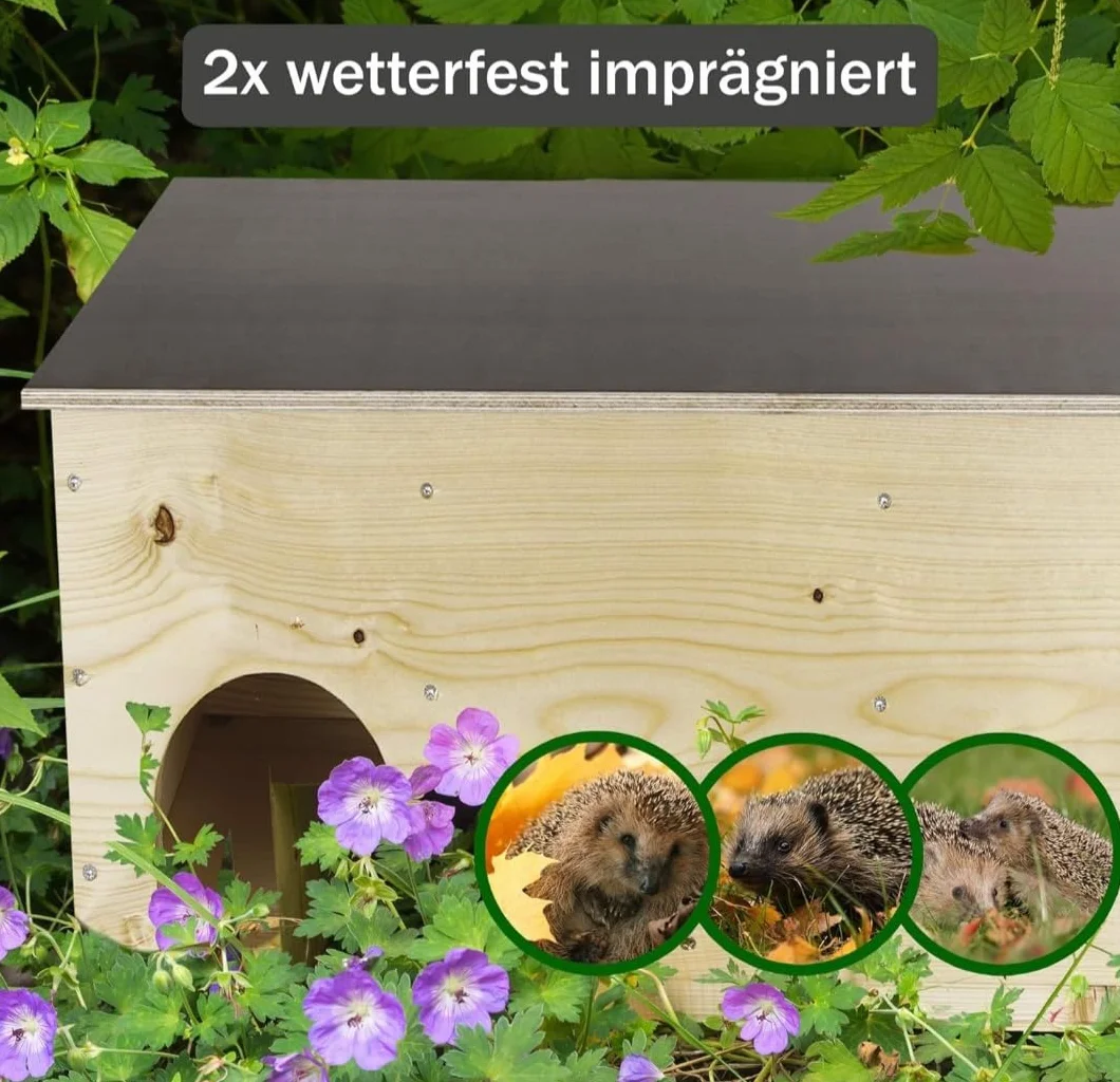 Igelhaus Igelhotel Igelhütte Mangeoire pour hérissons Abri imperméabilisé 2X