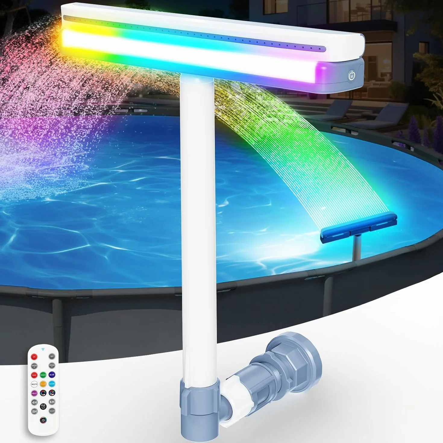 KingSom Fontaine Piscine Cascade Rechargeable avec Télécommande, Accessoires Piscine Hors Sol Creusées Réglable Violet
