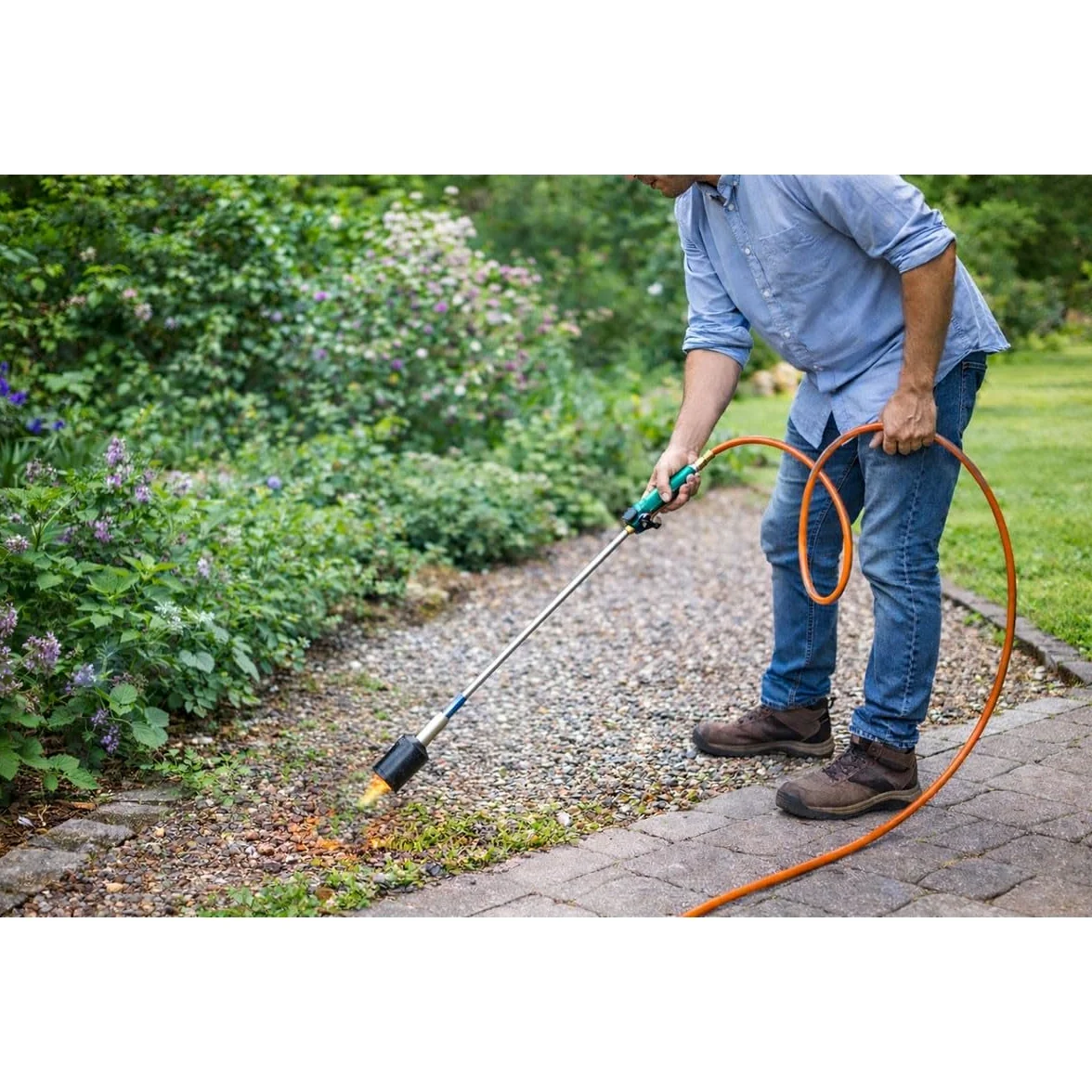 PROWELTEK - Désherbeur Thermique Professionnel à Gaz Propane – Kit Complet Haute Performance pour Grands Jardins. Inclus : Brûleur 50mm, Tuyau 5m Pro, Chariot à Roues. Chaleur Puissante.