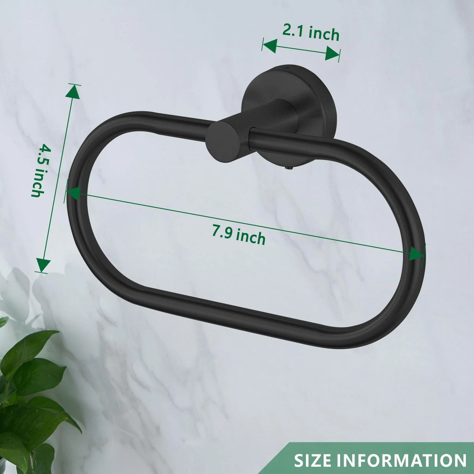 Anneau Porte-Serviettes Perforé en Acier Inoxydable Noir pour Salle de Bain