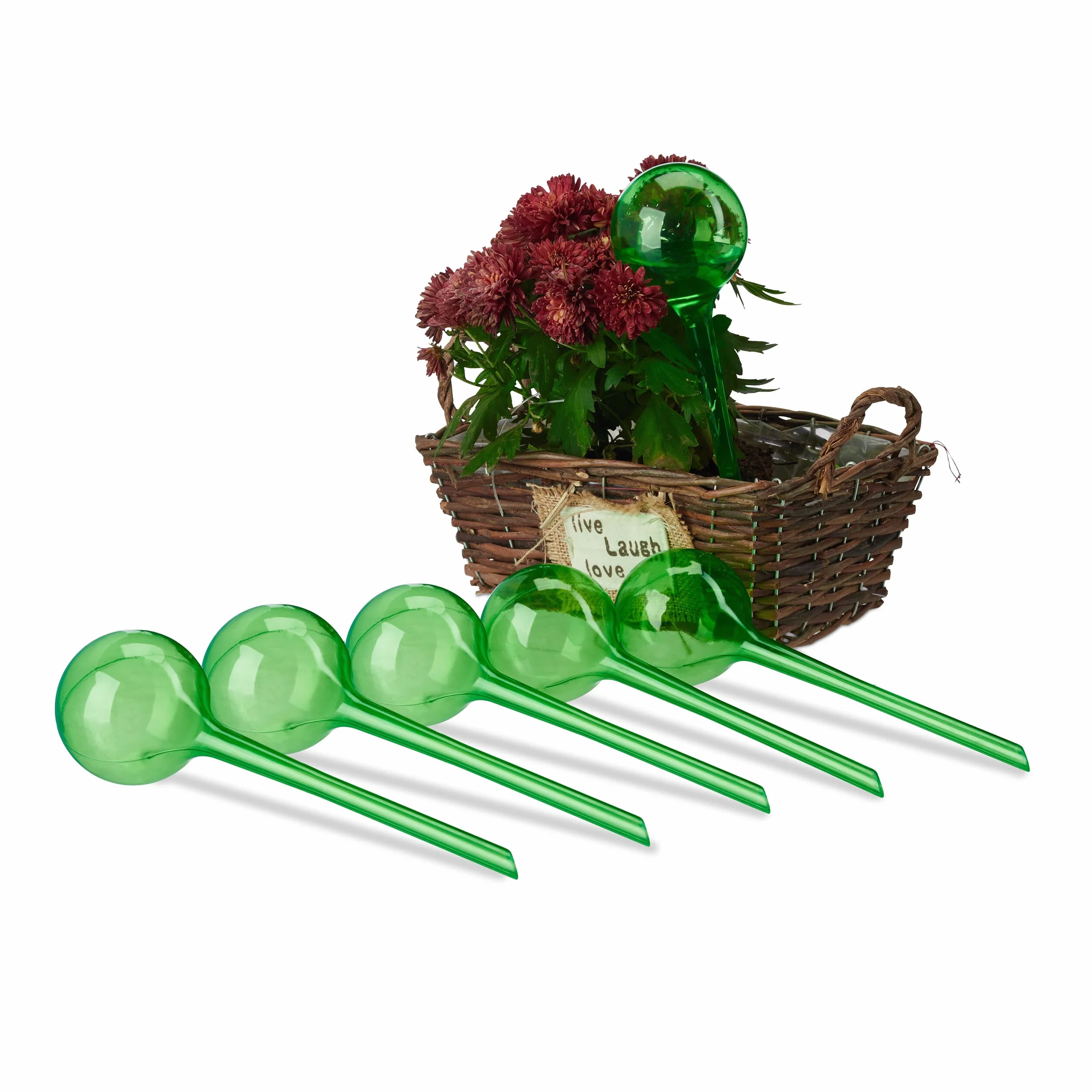 Relaxdays Bulle d’arrosage pour Vos Plantes, Lot de 6, contenance : 250 ML, en Plastique, H x D 28 x 8 cm, Verte