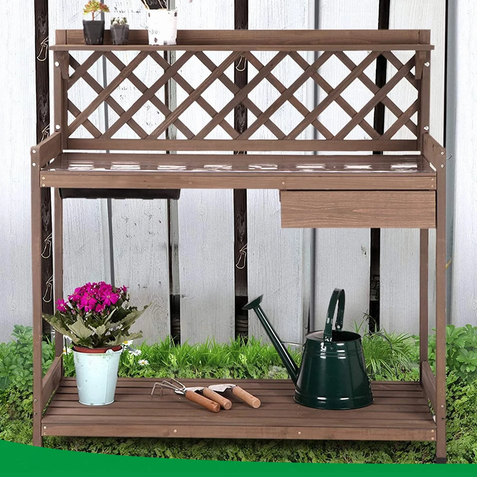 MaxxGarden Table de Rempotage en Bois 110x50x114cm pour Jardin, Terrasse et Balcon