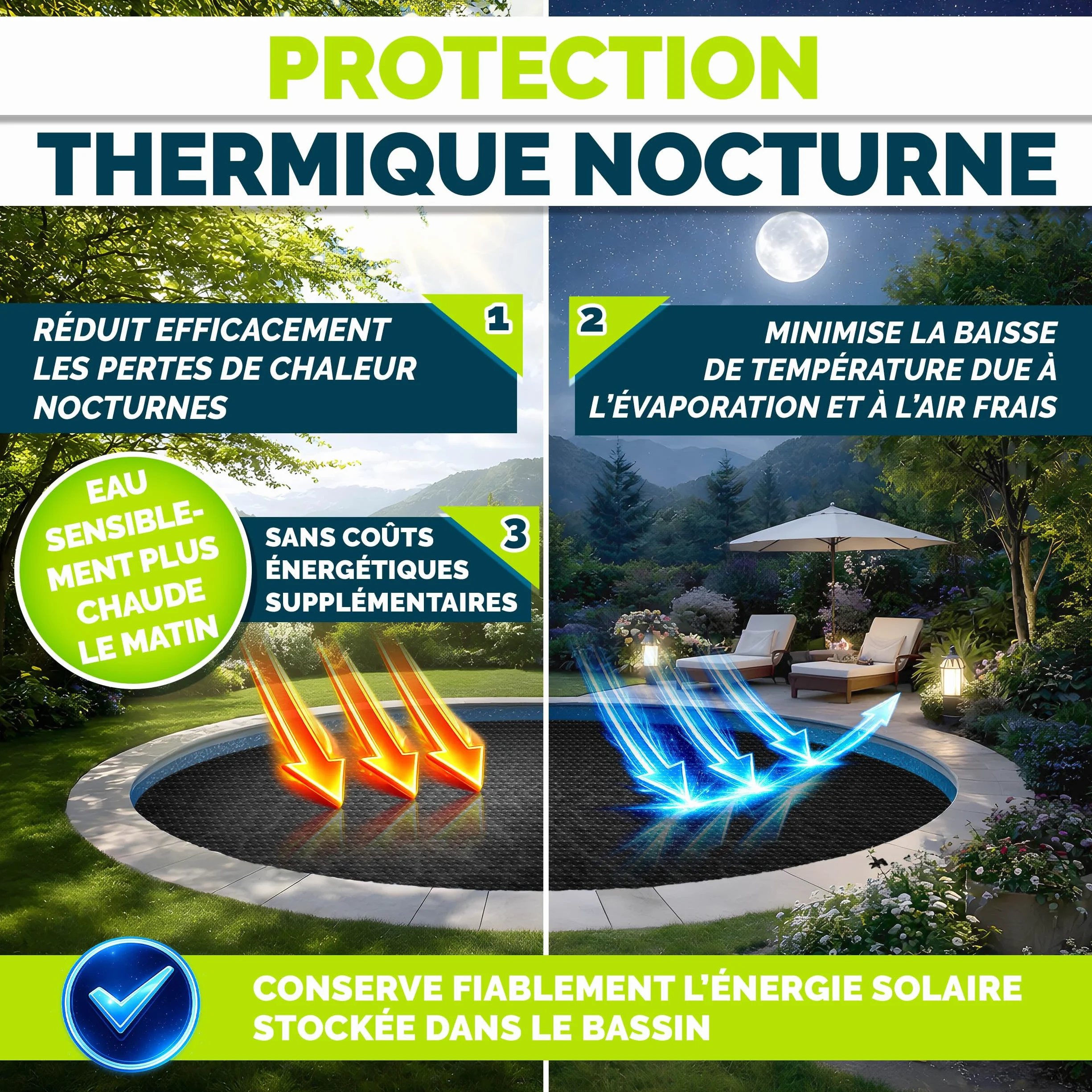 Tillvex Bâche à Bulles Piscine 120 µm 549x274 cm Noir Protection Solaire Chauffage