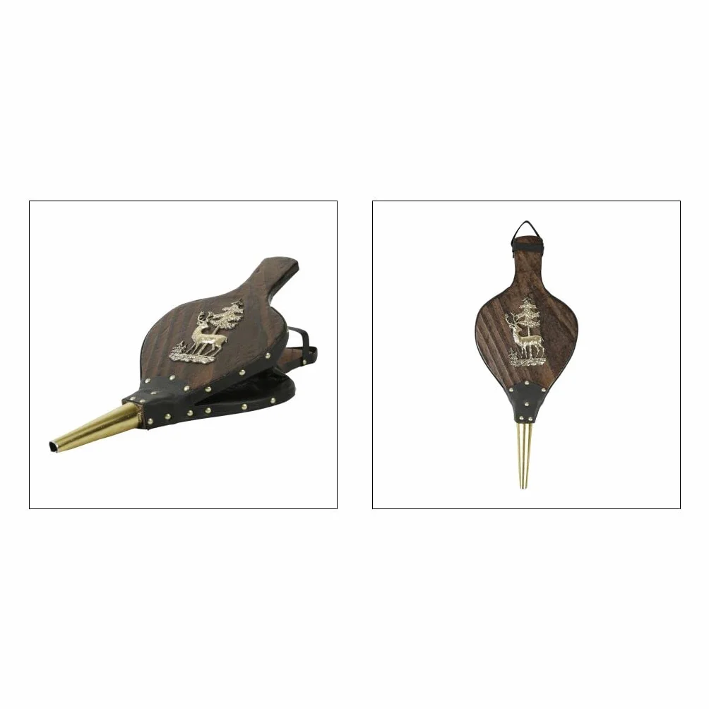 Soufflet de Cheminée 40cm Modèle CERF – Souffleur en Bois et Simili Cuir – Bois Certifié PEFC – Accessoire Poêle et Cheminée