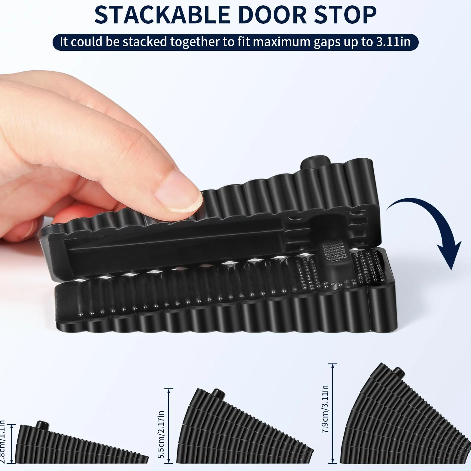 Bloque Porte Sol PVC Réglable en Hauteur 6 Pièces - Noir