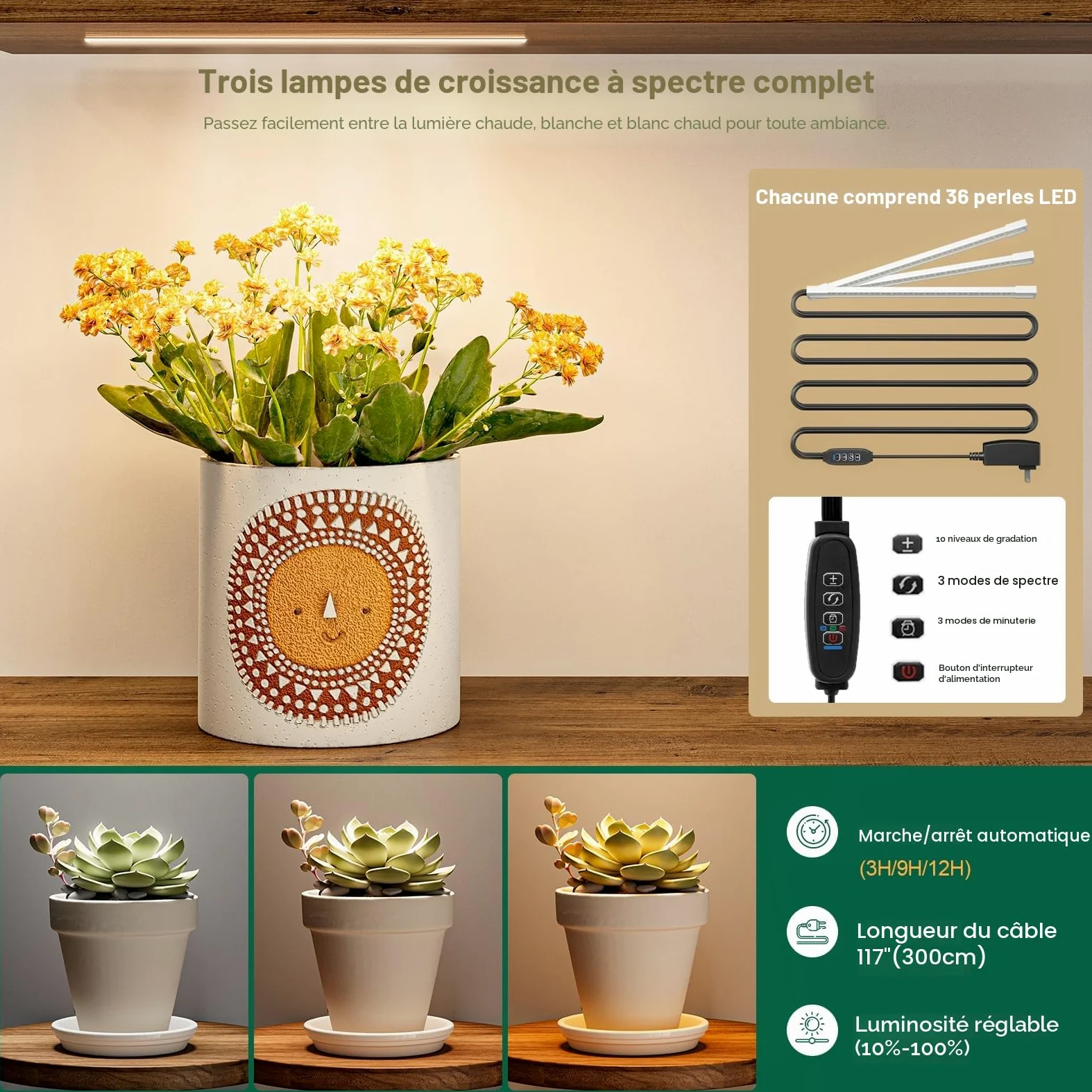 Étagère Plantes d’Intérieur à 11 Niveaux avec Lampes LED, Support Plantes en Métal 160 cm, Gain de Place pour 15–18 Pots, Coin Salon, Chambre, Balcon – Marron