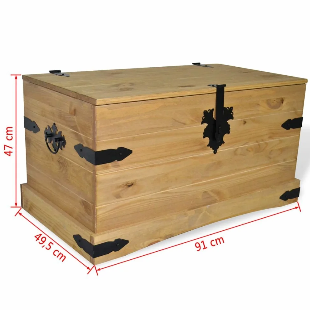 Festnight Boîte de Rangement Corona 91x49,5x47 cm Pin Mexicain