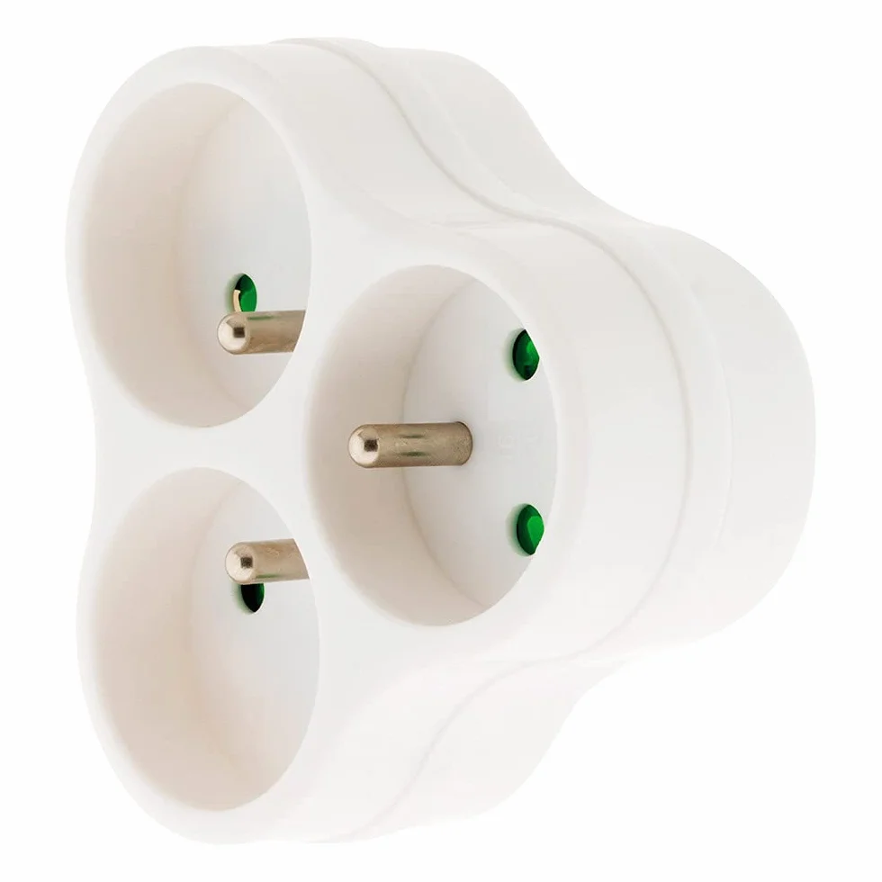 Triplite Triangulaire 3x16A Multiprise 2P+T Sécurité Enfant Polypropylène NF Blanc