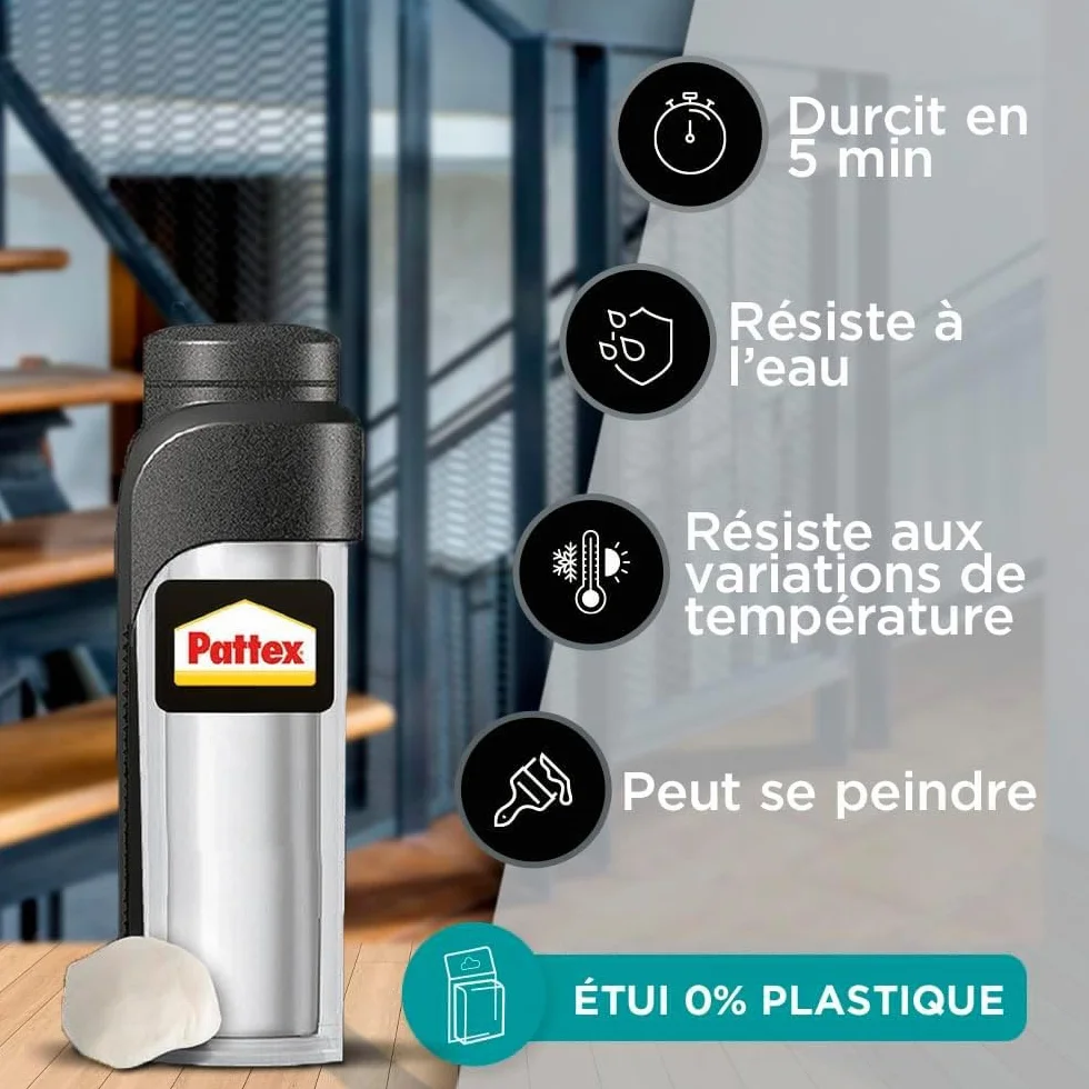 Pattex Pâte à réparer multi-usages 64 g – Pâte epoxy bi-composante pour collages sur matériaux