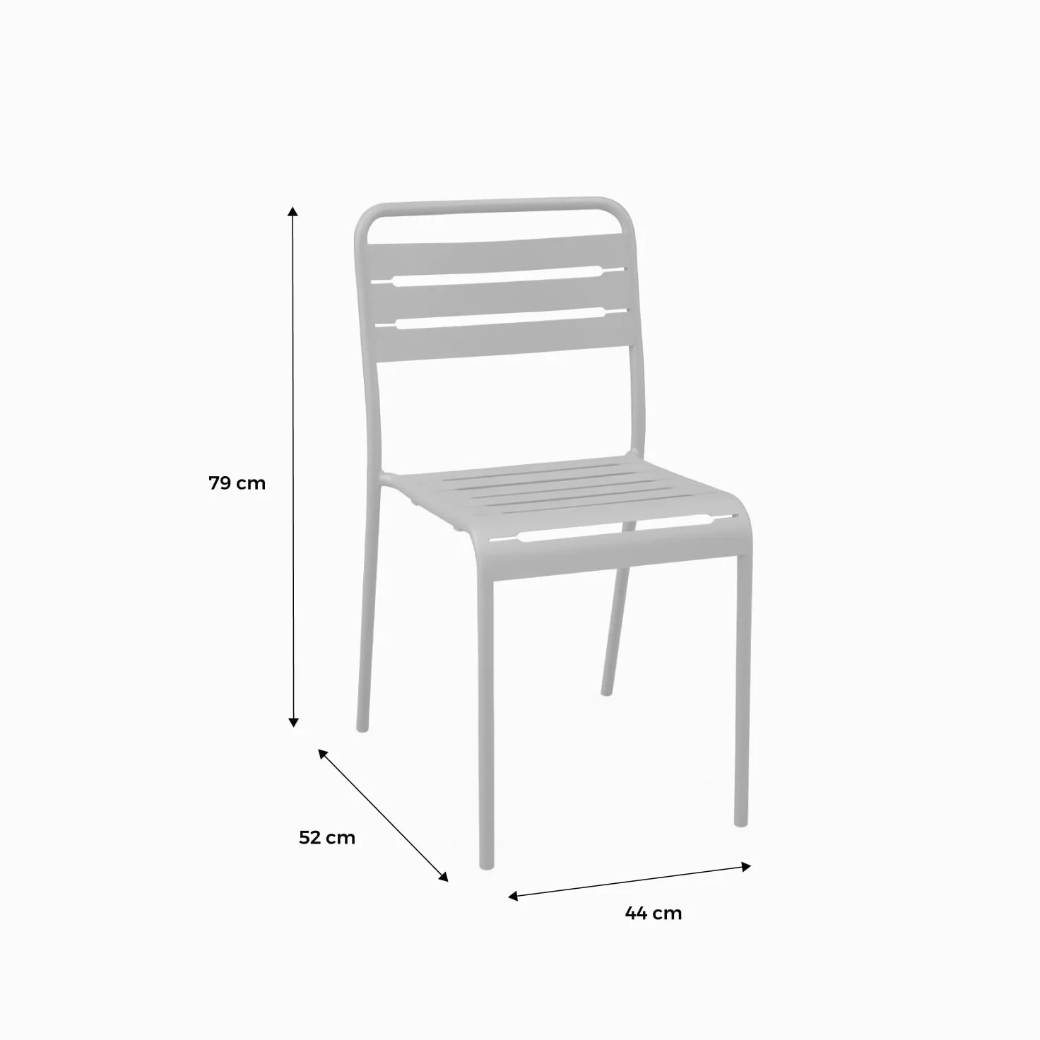 Alice's Garden - Lot de 4 chaises de Jardin Acier. 4 Places. Anthracite. Amelia. L44 x P52 x H79cm