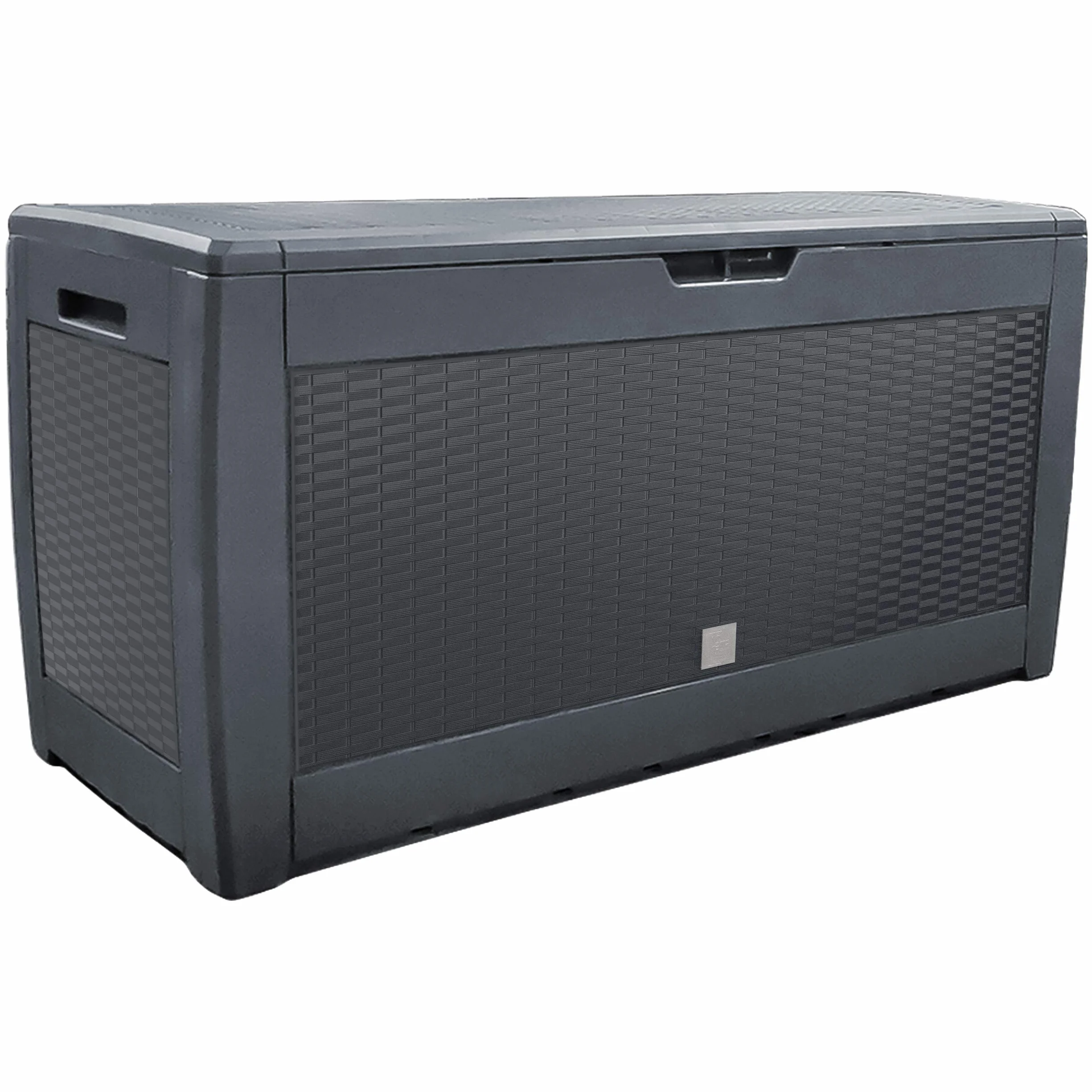 Coffre de Rangement Exterieur 310L PP 119 x 48 x 60 cm Anthracite Polyrotin Fabriqué en Europe