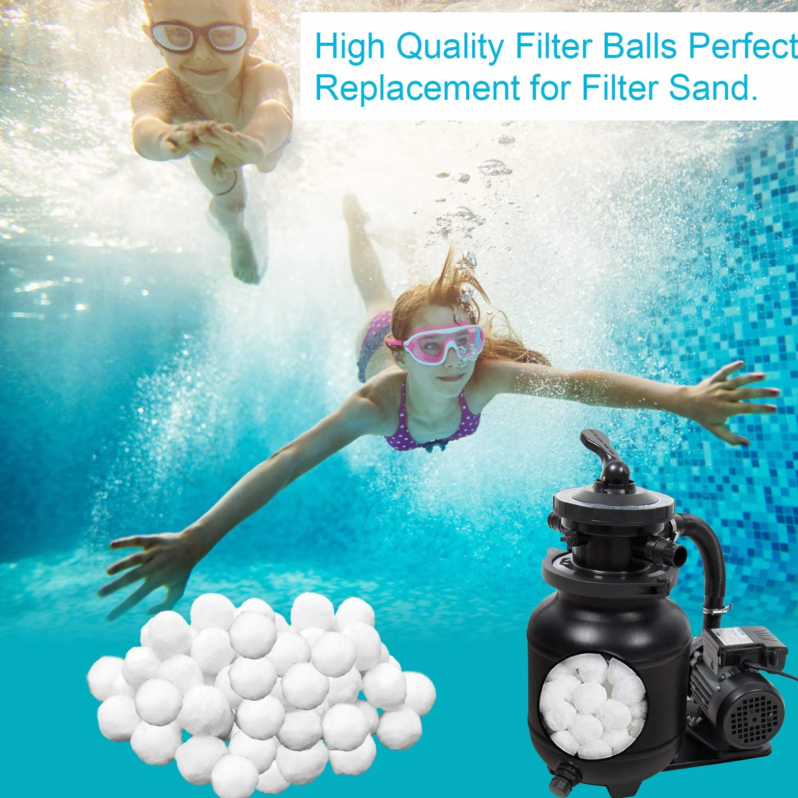 Boules de Filtre de Piscine, 700g Balles Filtrantes au Lieu de 25 Kg de Sable Filtrant, Média Filtre à Fibres pour Piscine Filtres à Sable Filtrage de l'eau