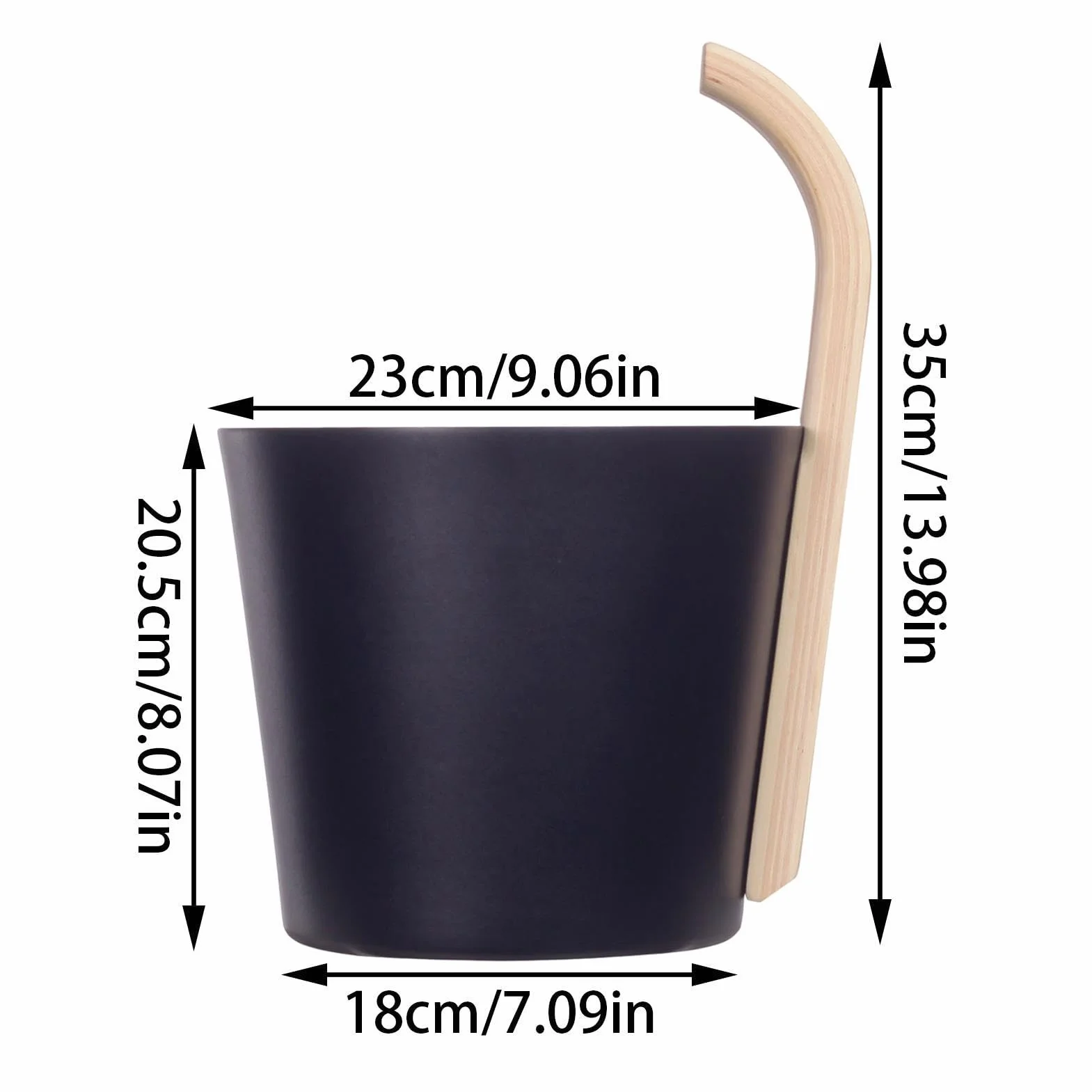 Seau de sauna noir Louche en aluminium 7 L Accessoires sauna cèdre long manche