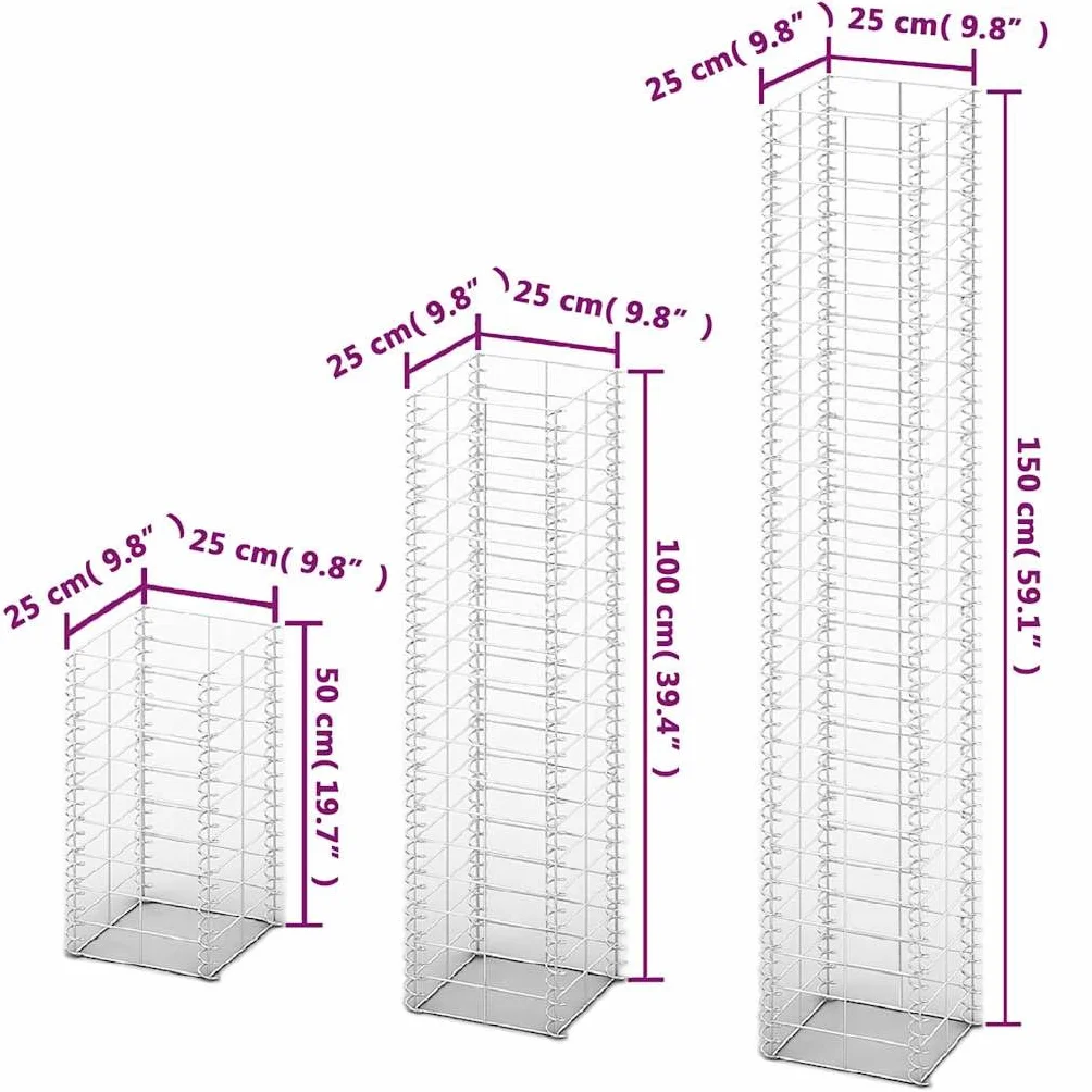 vidaXL Mur Gabion Clôture Bordure de Jardin Panier à Pierres 3x Bases