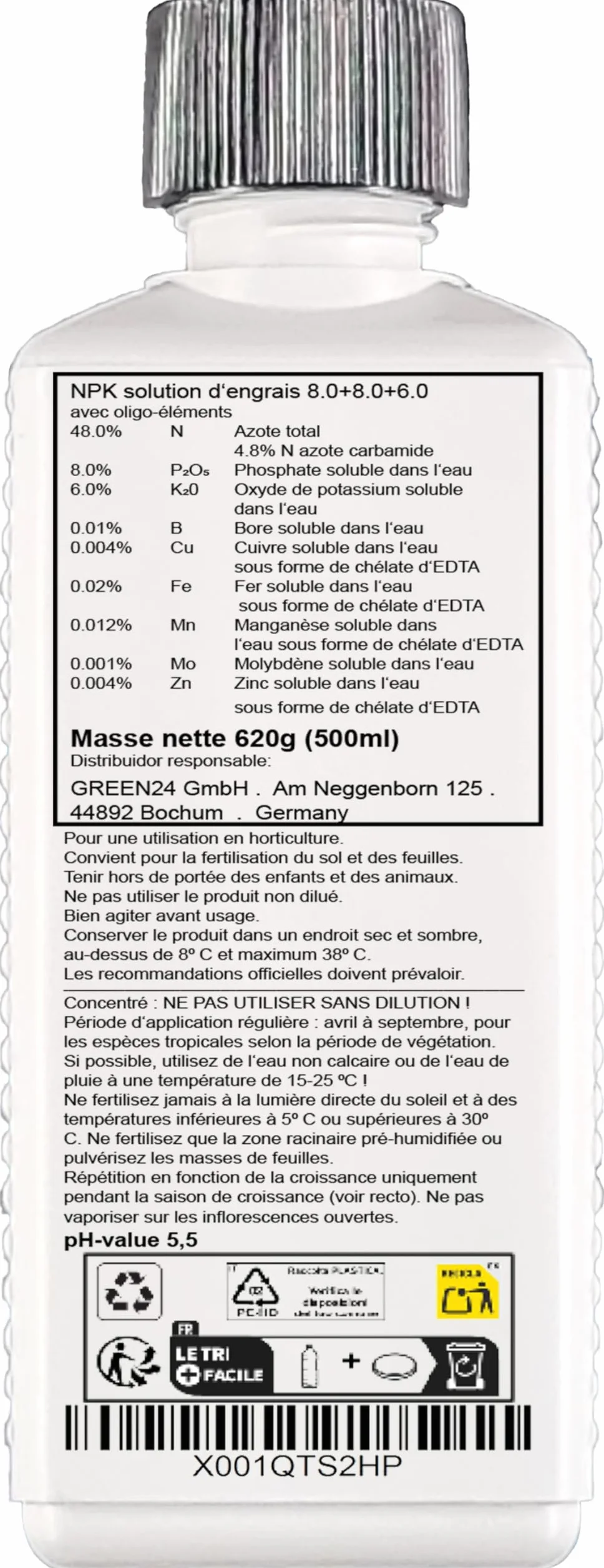 engrais pour rosiers grimpants et rosiers buissons, engrais liquide premium de la gamme professionnelle (500ml)