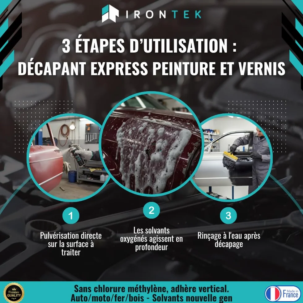 IRONTEK Décapant Peinture Express 500ml IT149 Spray Carrosserie Action Rapide Mousse