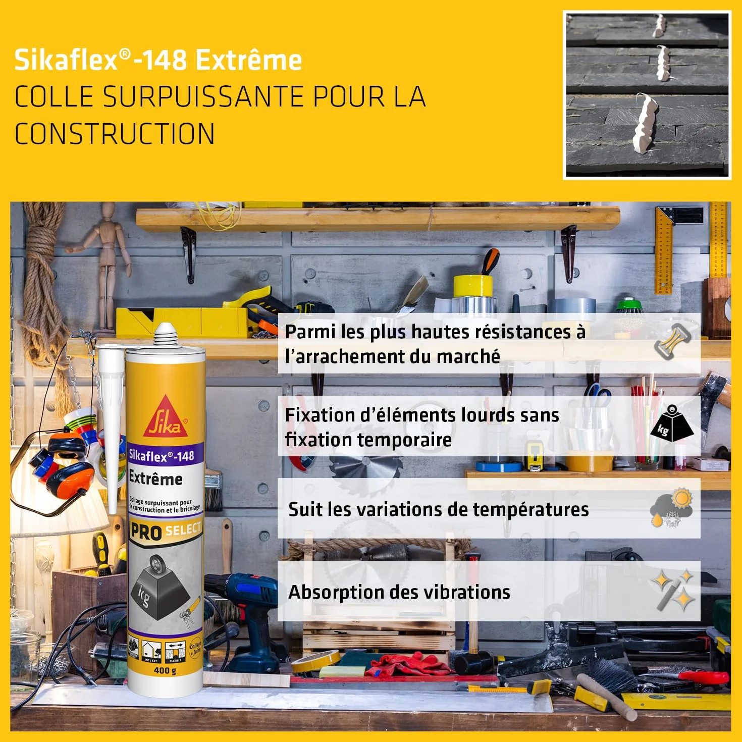 SIKA Sikaflex-148 Extrême Blanc Colle de fixation élevée 290ml