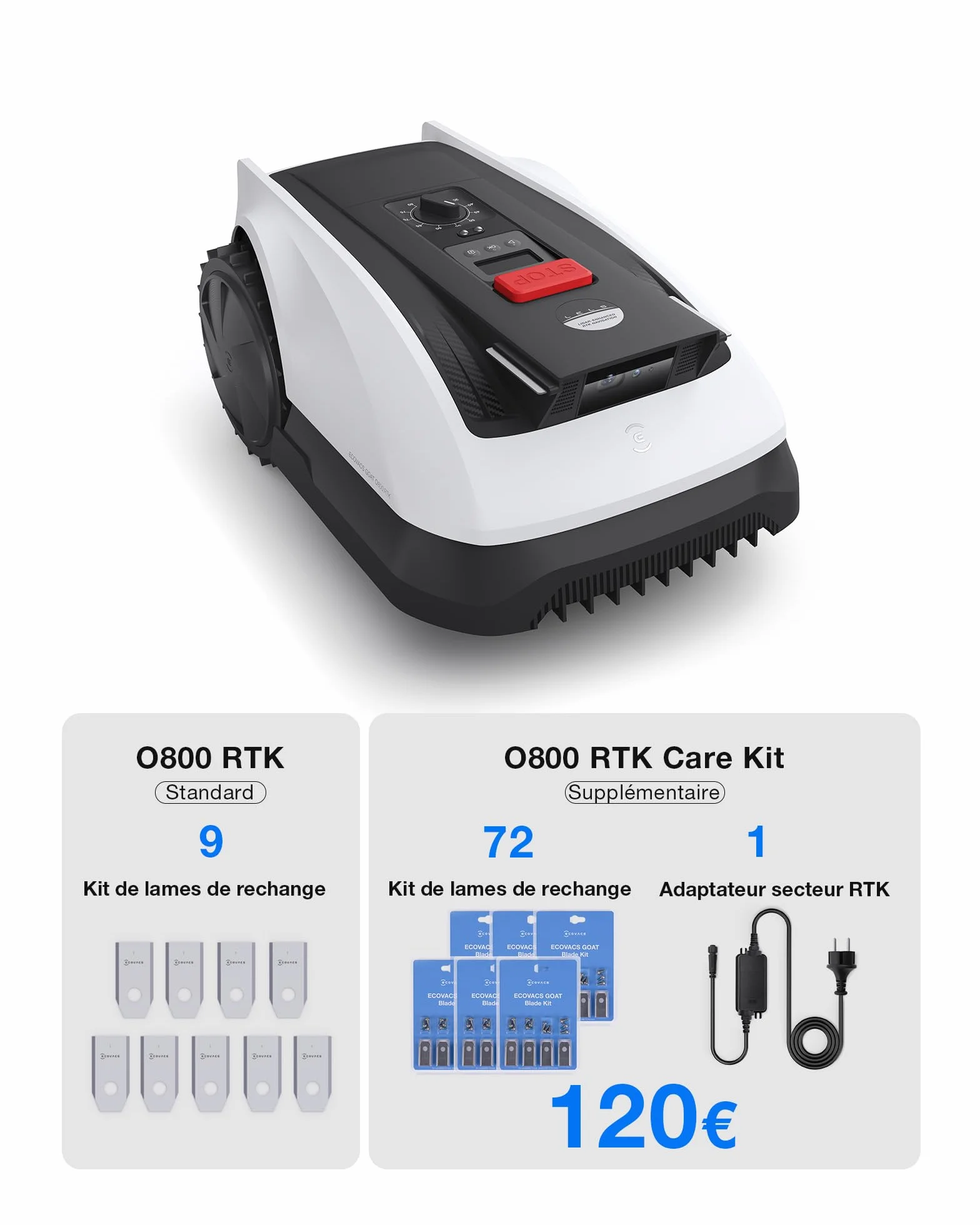 ECOVACS Goat O800 Robot Tondeuse sans Fil 800 m² RTK+Vision Lidar Cartographie Automatique