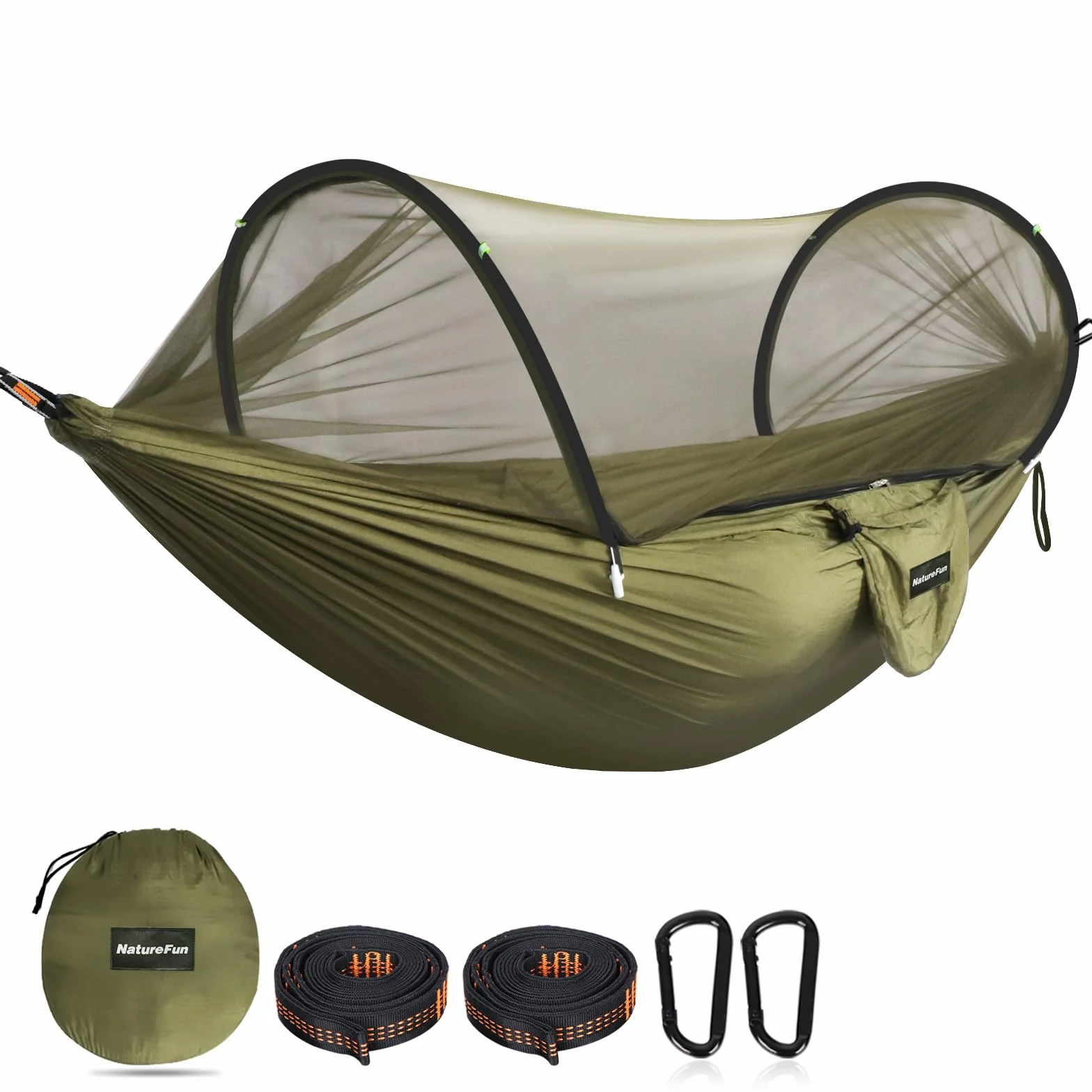 NATUREFUN Hamac de camping ultra-léger anti-moustiques 300 kg nylon parachute respirant séchage rapide