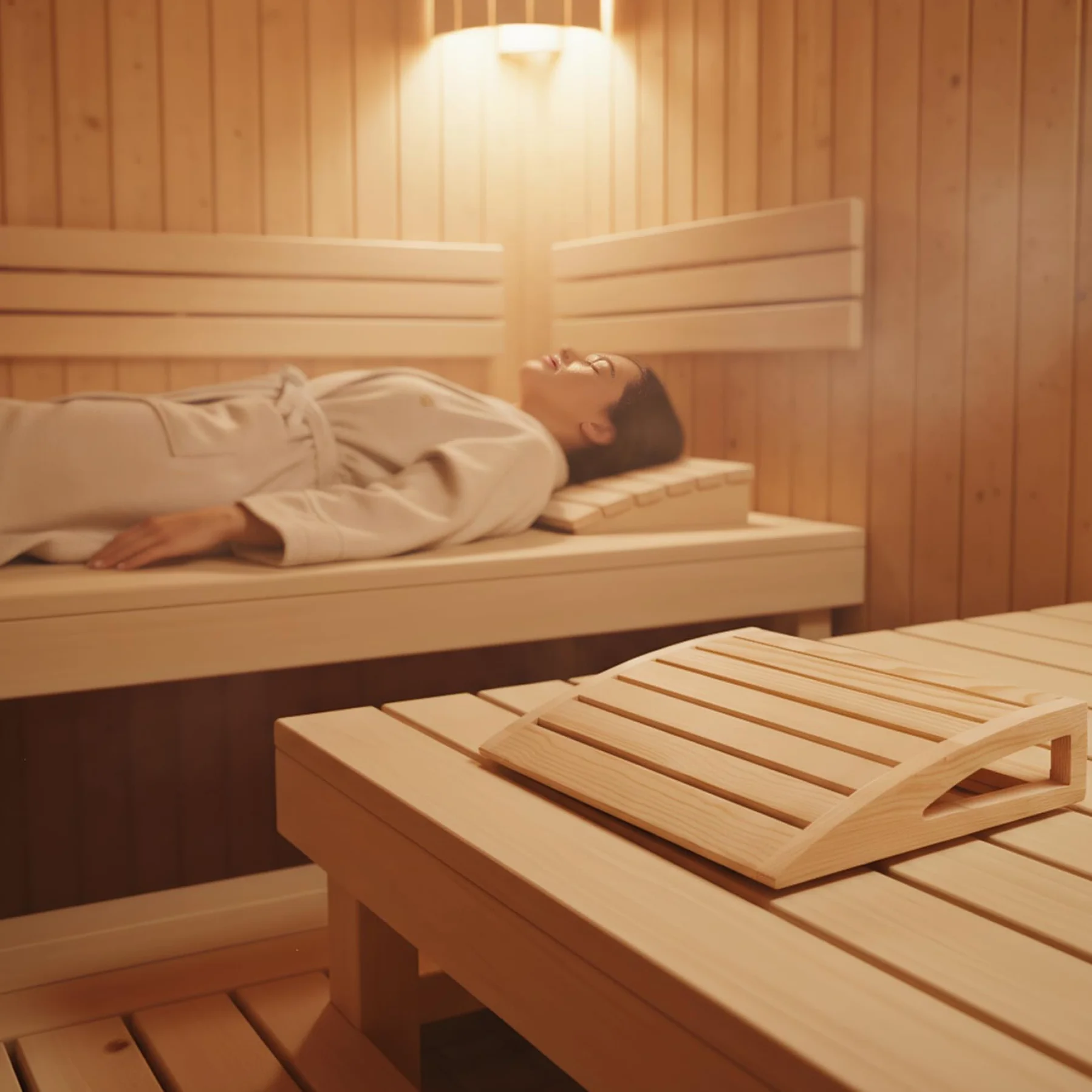 Appui-tête de sauna, oreiller ergonomique en bois pour détente, spa rustique et accessoires