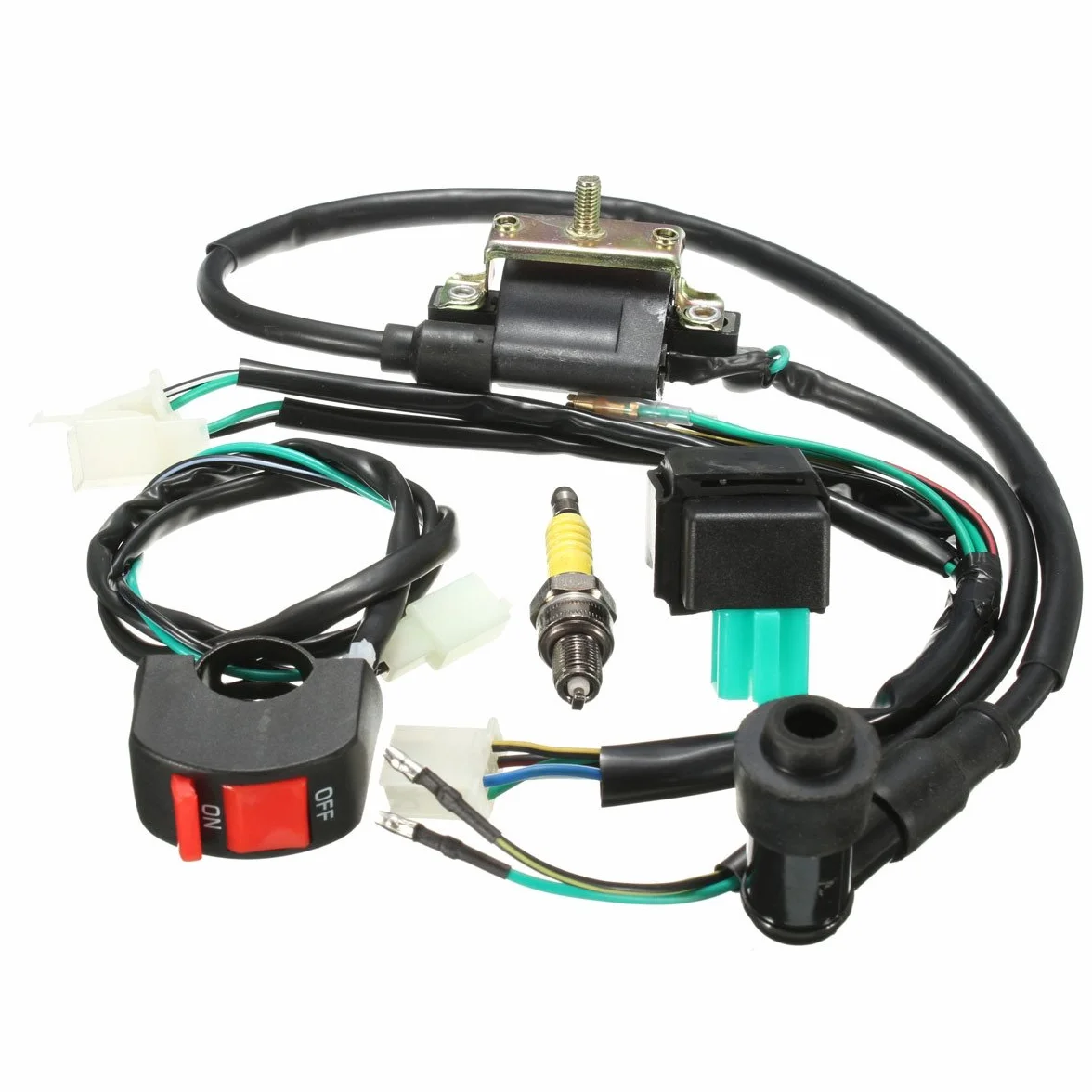 Viviance Câblage Métier À Tisser Kill Interrupteur Bobine CDI Spark Plug Kit Compatible 110cc 125cc 140cc Pit Bike