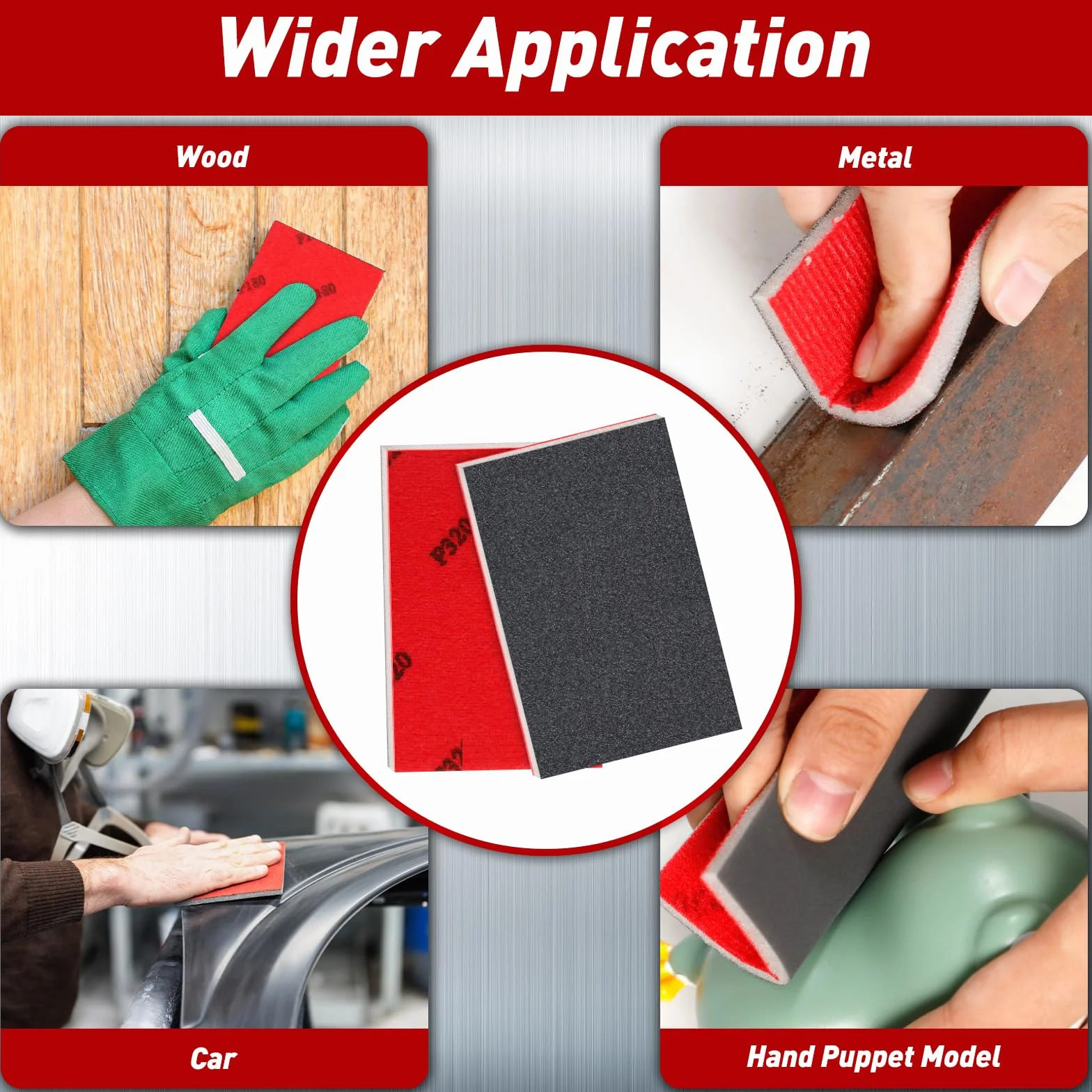 Papier Abrasif Sec et Humide Flexibles 24 Pièces Éponges à Poncer Grains 80-3000