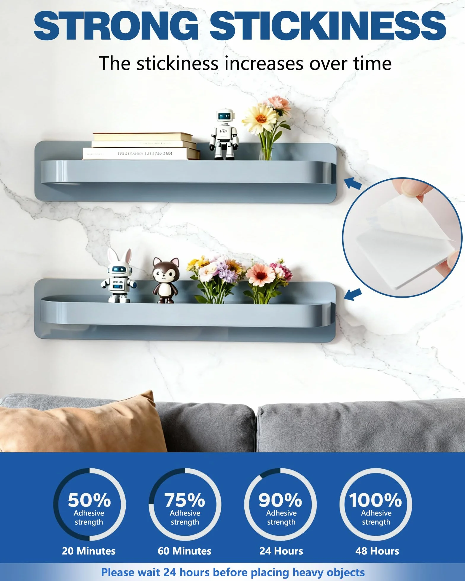 Adhésif Double Face Extra Fort 50 Pièces Mousse Autocollant Imperméable pour Maison Bricolage