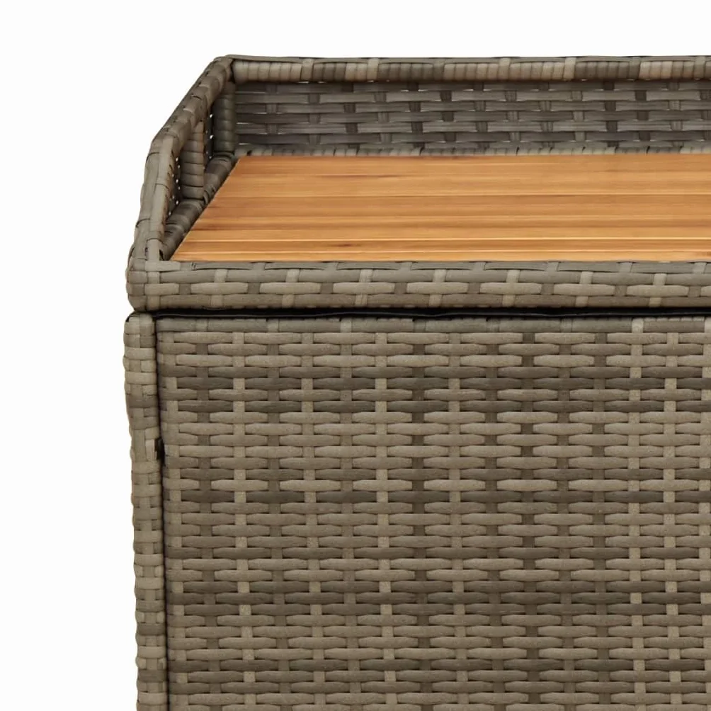 Coffre de Rangement Extérieur en Résine Tressée et Bois, Banc Coffre à Coussin pour Jardin Patio (Gris)