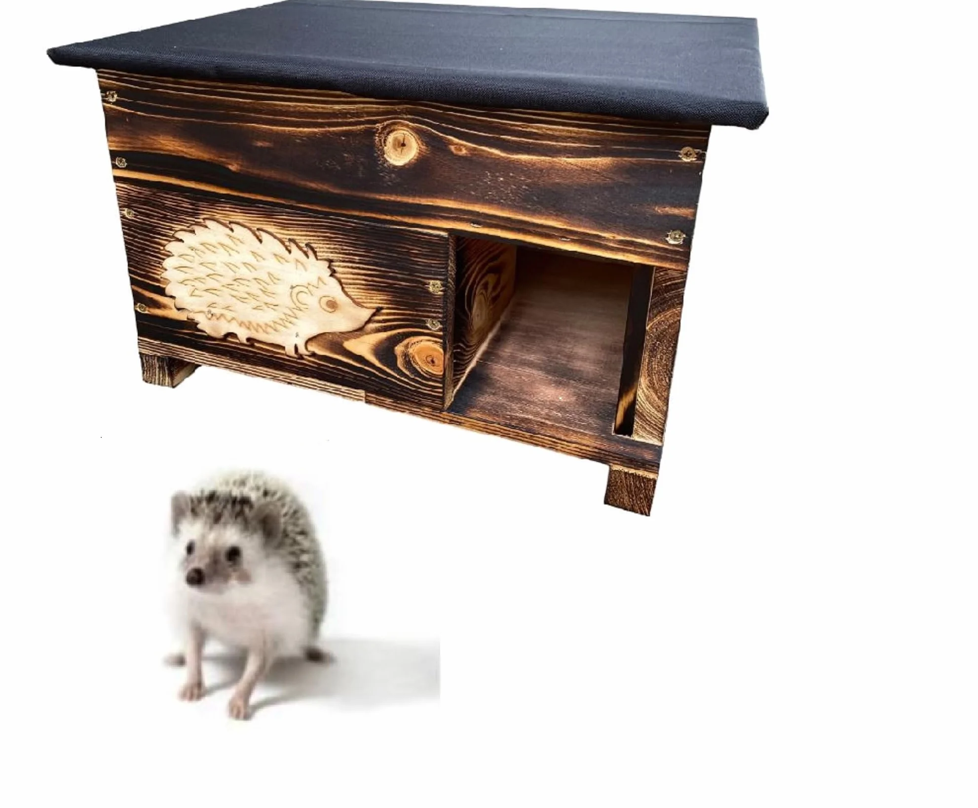 QLS Abri pour hérisson en bois 40 x 50 x 30 cm avec toit amovible résistant aux intempéries
