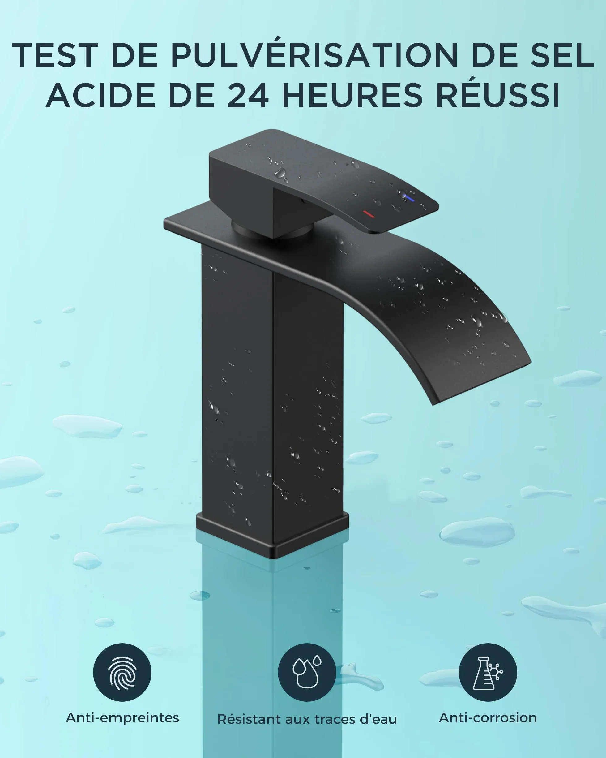 FORIOUS Robinet Salle de Bain Noir Mitigeur Lavabo Cascade 110 MM Économiseur Eau Énergie