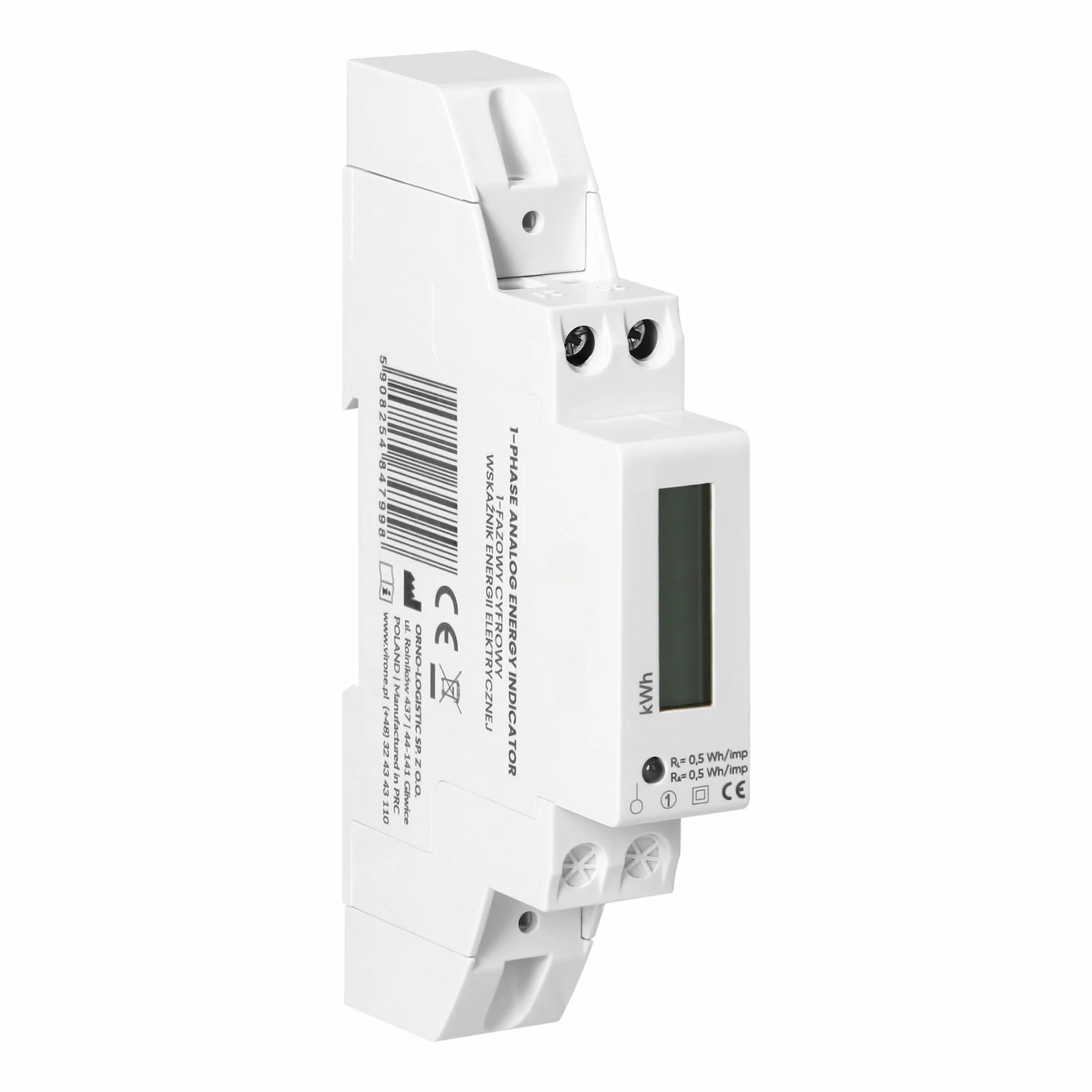 Compteur Électrique Monophasé 40A Rail DIN 230V avec Sortie Impulsionnelle S0 2000 imp/kWh Certifié IEC IP51
