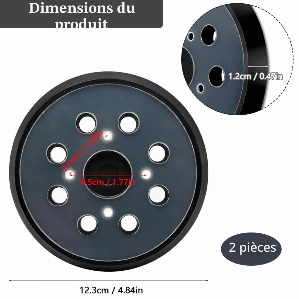 Tampon de Ponceuse de Remplacement 125 mm 8 Trous Plateau de Ponçage