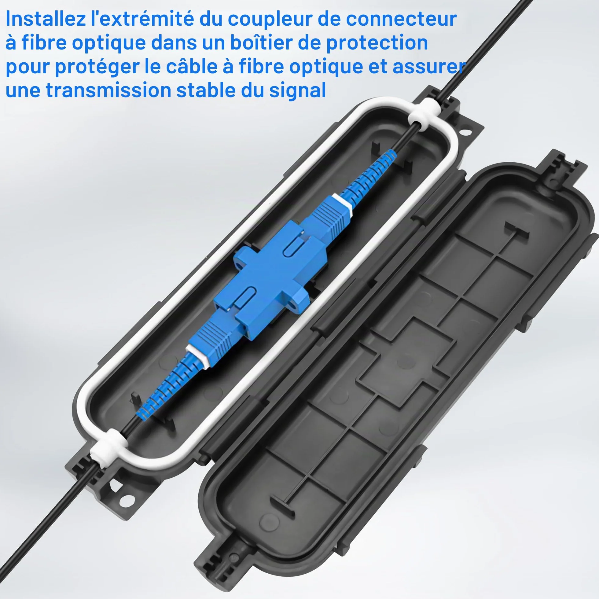 Boîtier de protection étanche fibre optique LC Coupleur adaptateur IP67 extérieur Noir Lot de 4