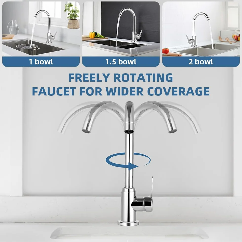 flintronic Robinet de Cuisine Rotatif 360° Mitigeur Monocommande Evier Chromage Eau Chaude Froide