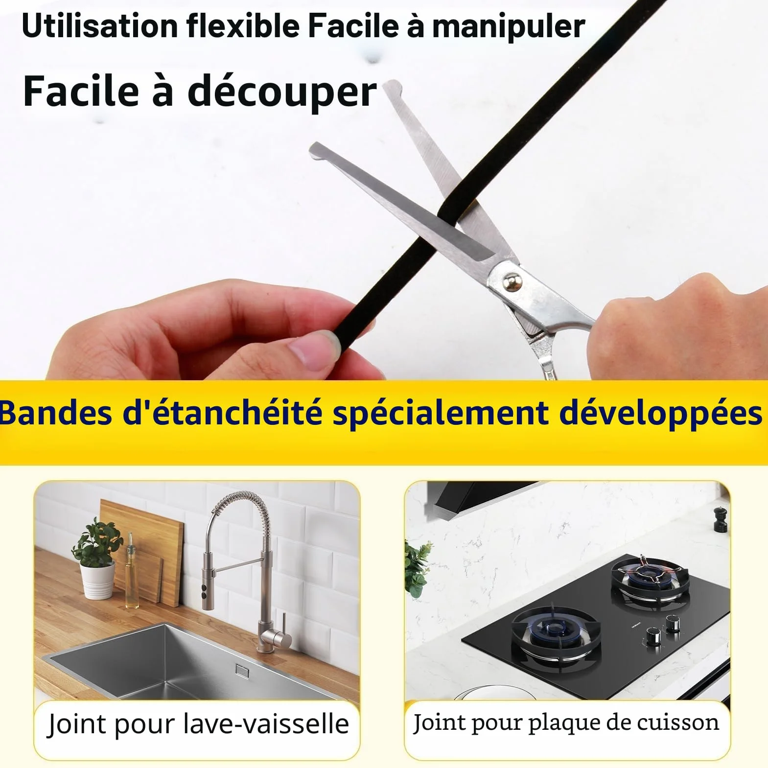 Joint Mousse Adhésif Autocollant 5m pour Plaque de Cuisson avec Grattoir 6x3mm