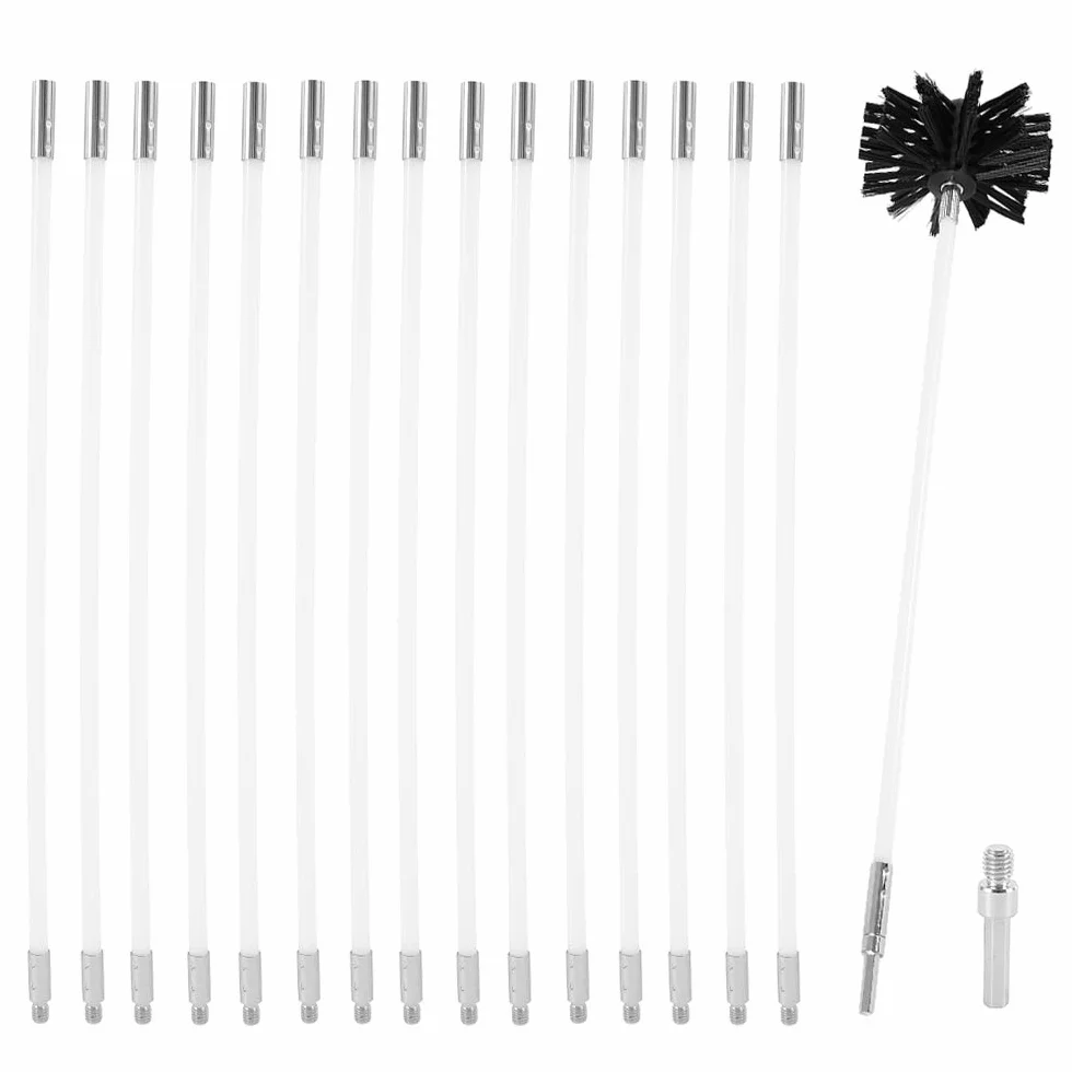 Kit de Ramonage Poêle à Granulés 6m Brosse Nettoyage Cheminée 100mm Conduits