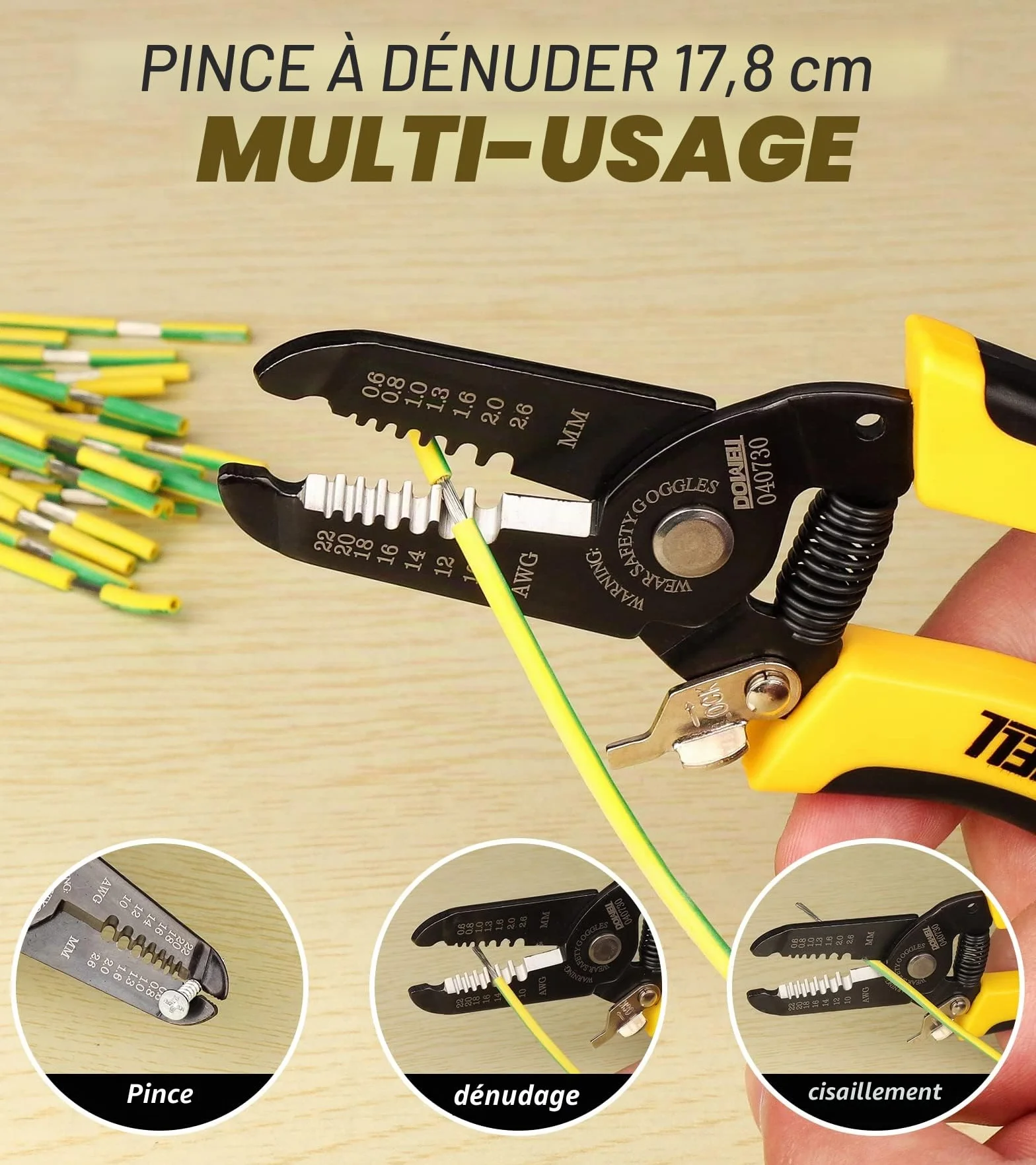 DOWELL Pince à dénuder multifonction 10-22 AWG