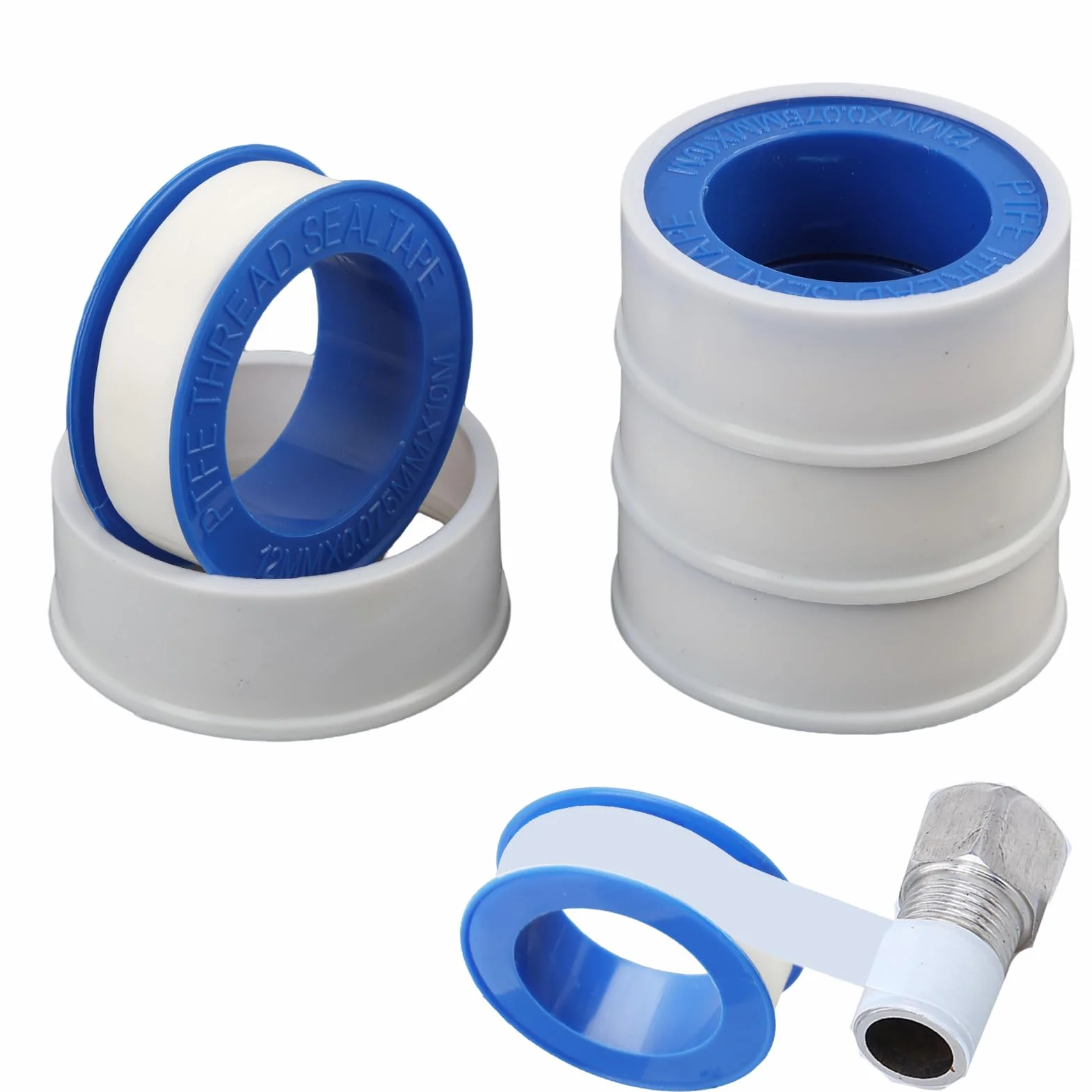 Ruban de PTFE 10Mx12MM, Scotch anti Fuite d'Eau, Ruban Etancheite Plomberie, Résistant aux Températures Extrêmes