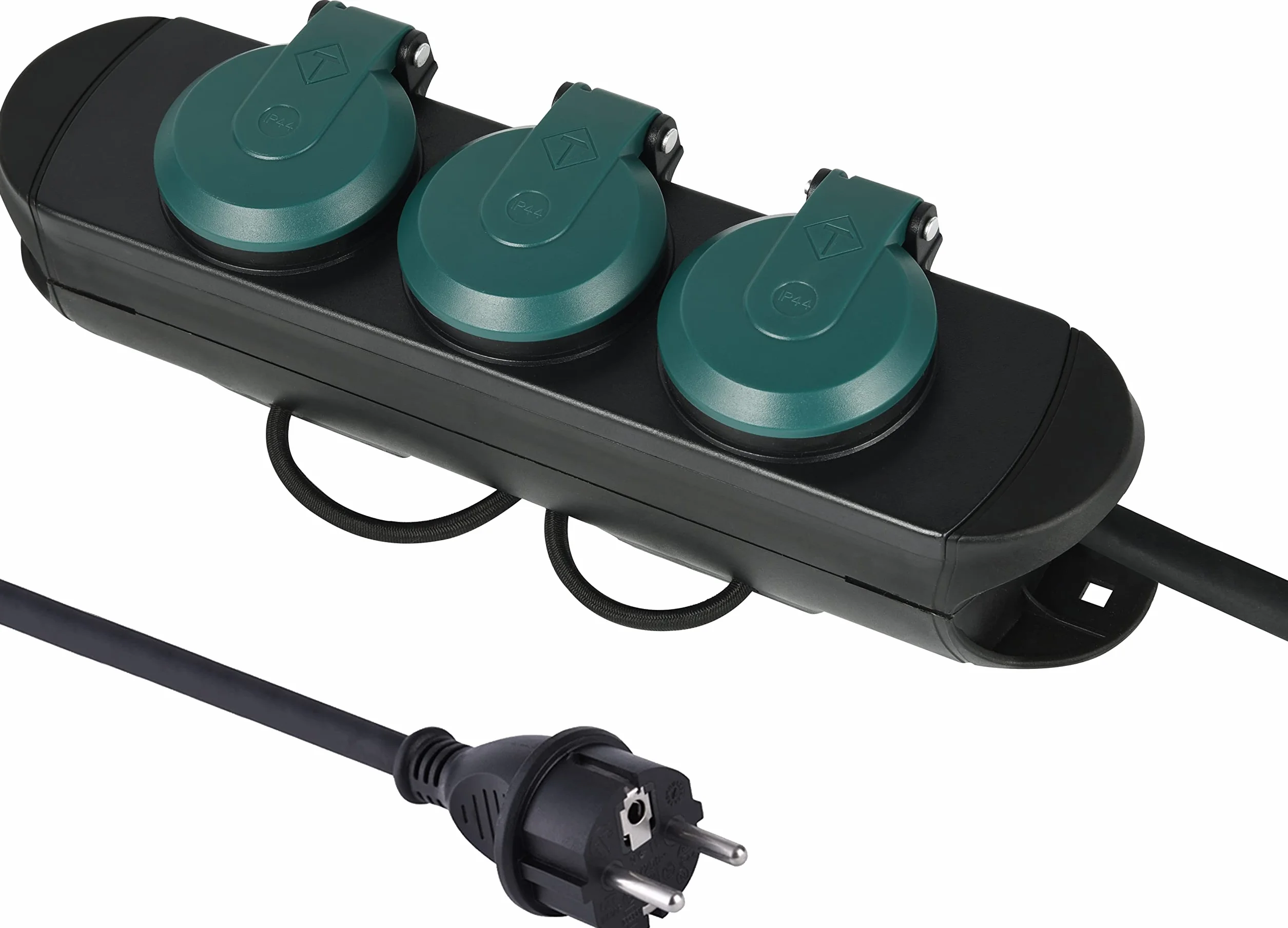 Electraline Bloc Multiprises Étanche Professionnel avec Enrouleur 3 Prises 16A Câble H07RN-F 3G1.5 mm² 1.4M IP44