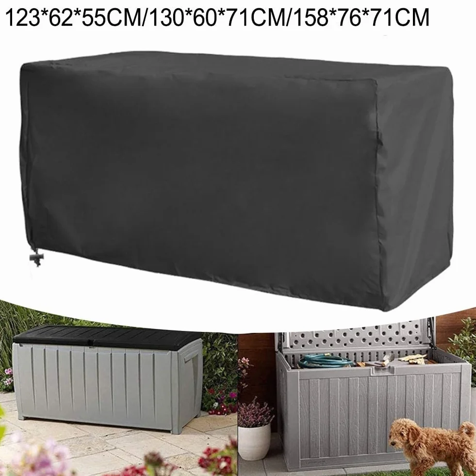 Housse de coffre d'extérieur en tissu Oxford 210D avec système de corde personnalisable pour une protection contre les éléments tout au long de l'année (158 x 76 x 69 cm)