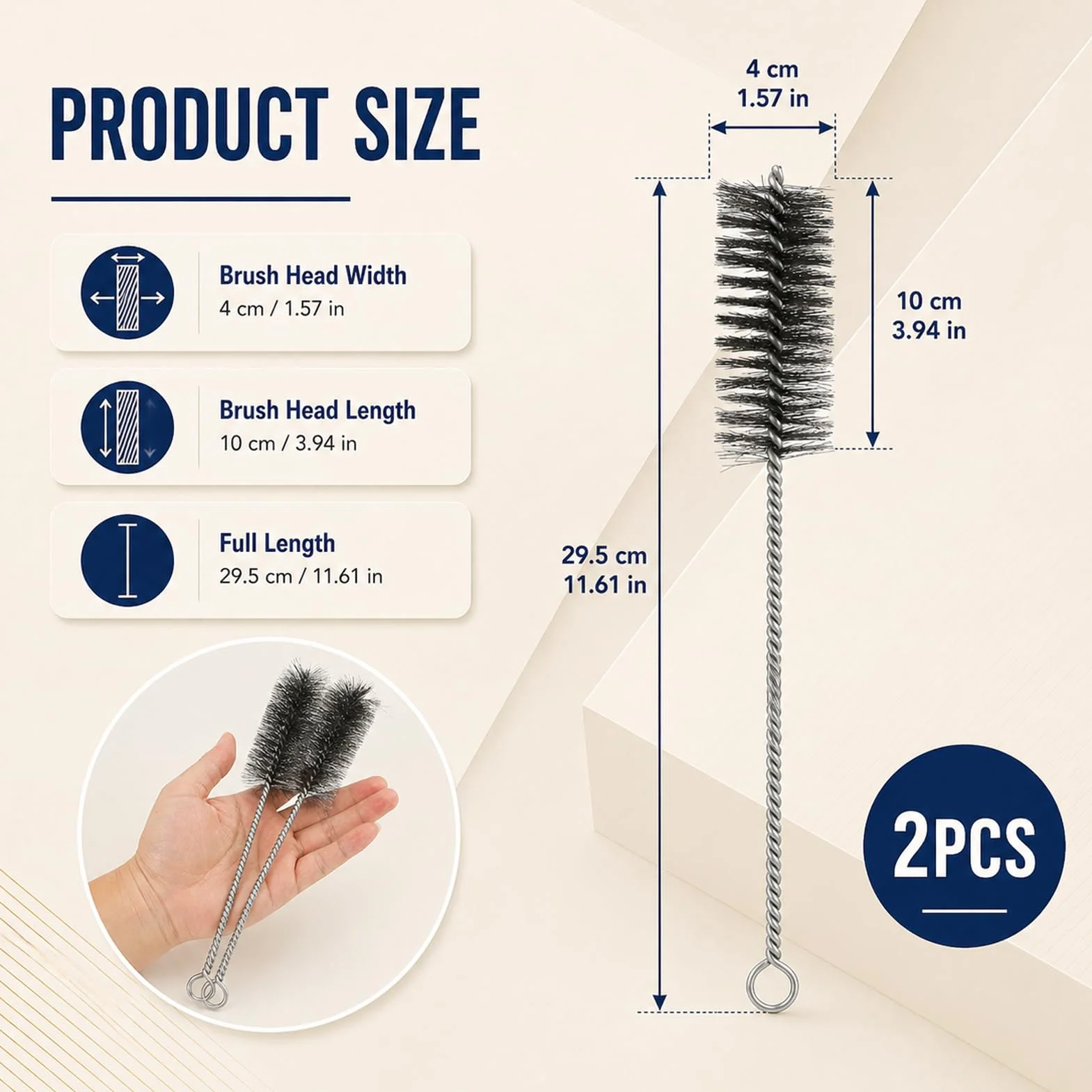 Brosse pour Tuyau de poêle Ø 40 mm, Ensemble de Ramonage Universel, Goupillon Acier