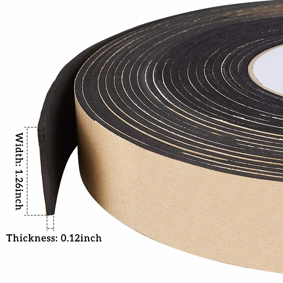 BENECREAT 10m Bande de mousse auto-adhésive 30x3mm Ruban d'étanchéité anti-intempéries noir