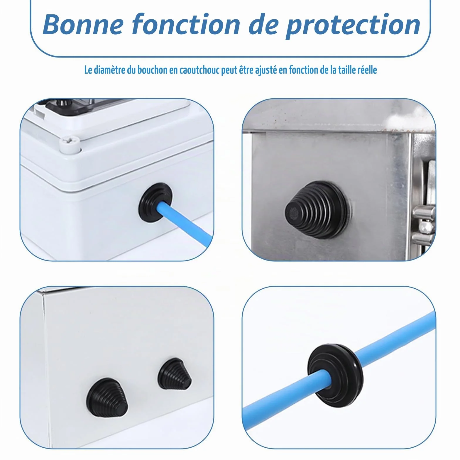 Lot de 50 œillets Passe-câbles en Caoutchouc étanches Noir 10/30 mm pour Protection de Câbles