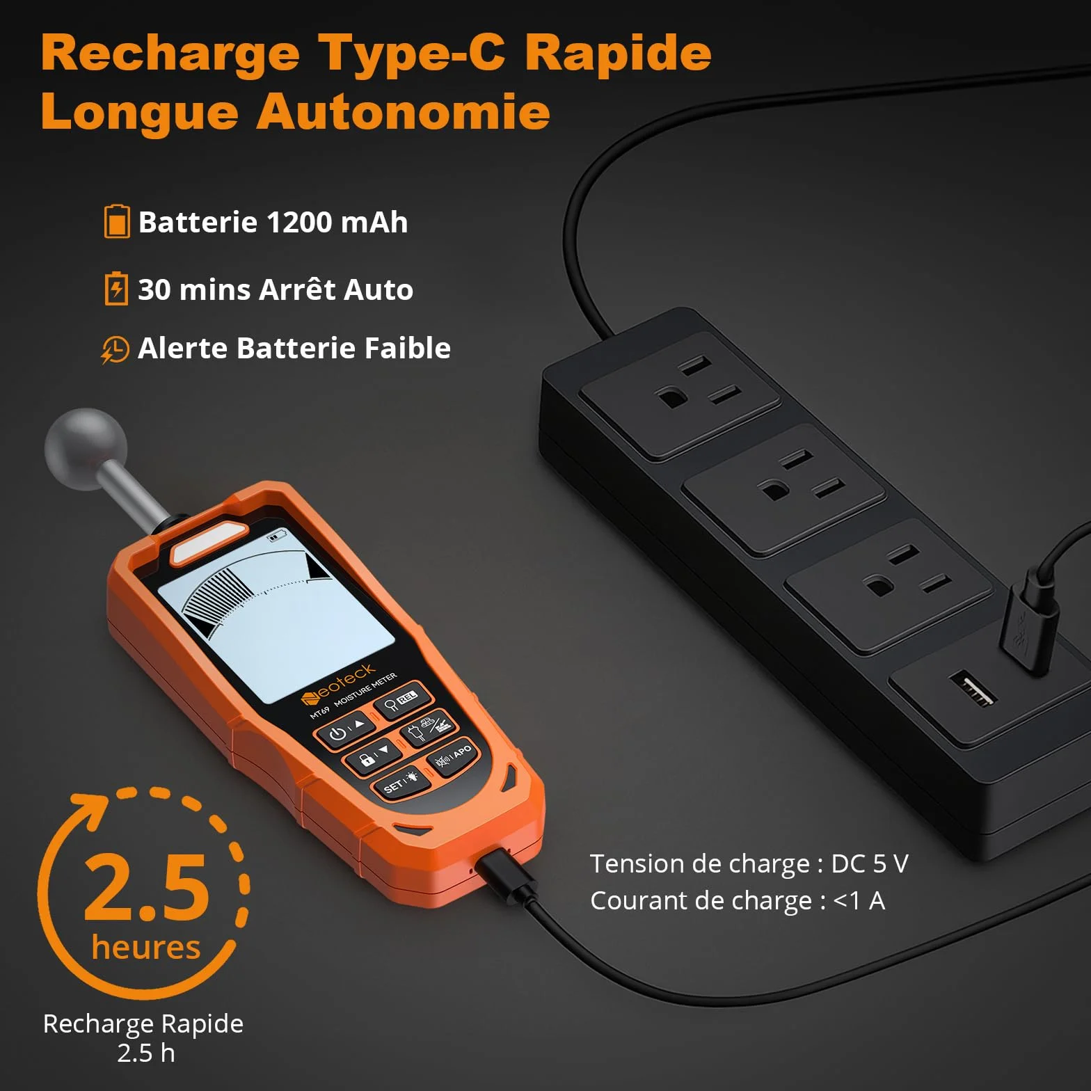 Neoteck Testeur Humidité 2 en 1 à Sondes Sphérique et à Aiguilles ±2.5% pour Bois Béton Humidimètre Numérique LCD
