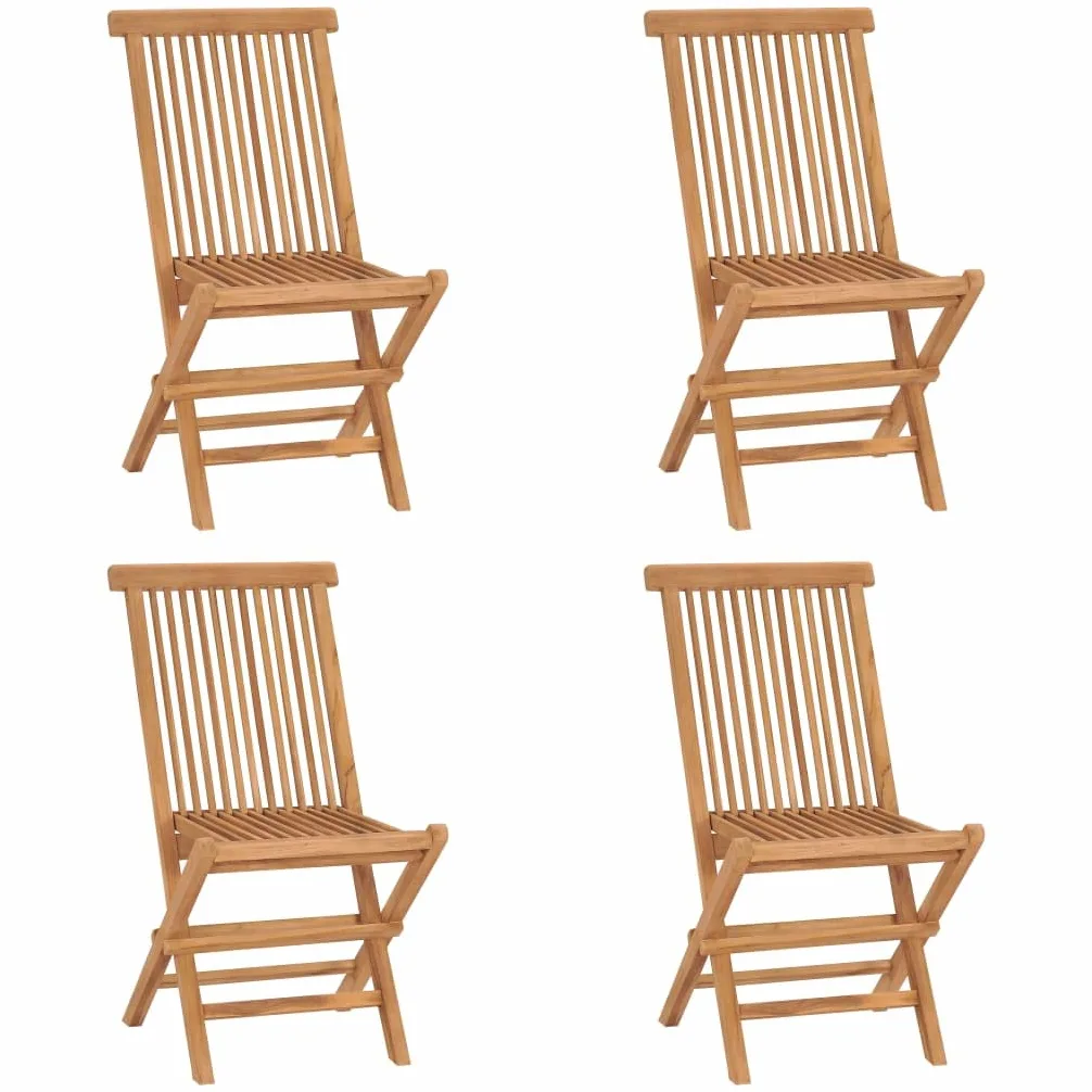 vidaXL 4X Bois de Teck Massif Chaises de Jardin Pliables Sièges de Salle à Manger de Terrasse Chaises à Dîner de Patio Sièges d'Extérieur