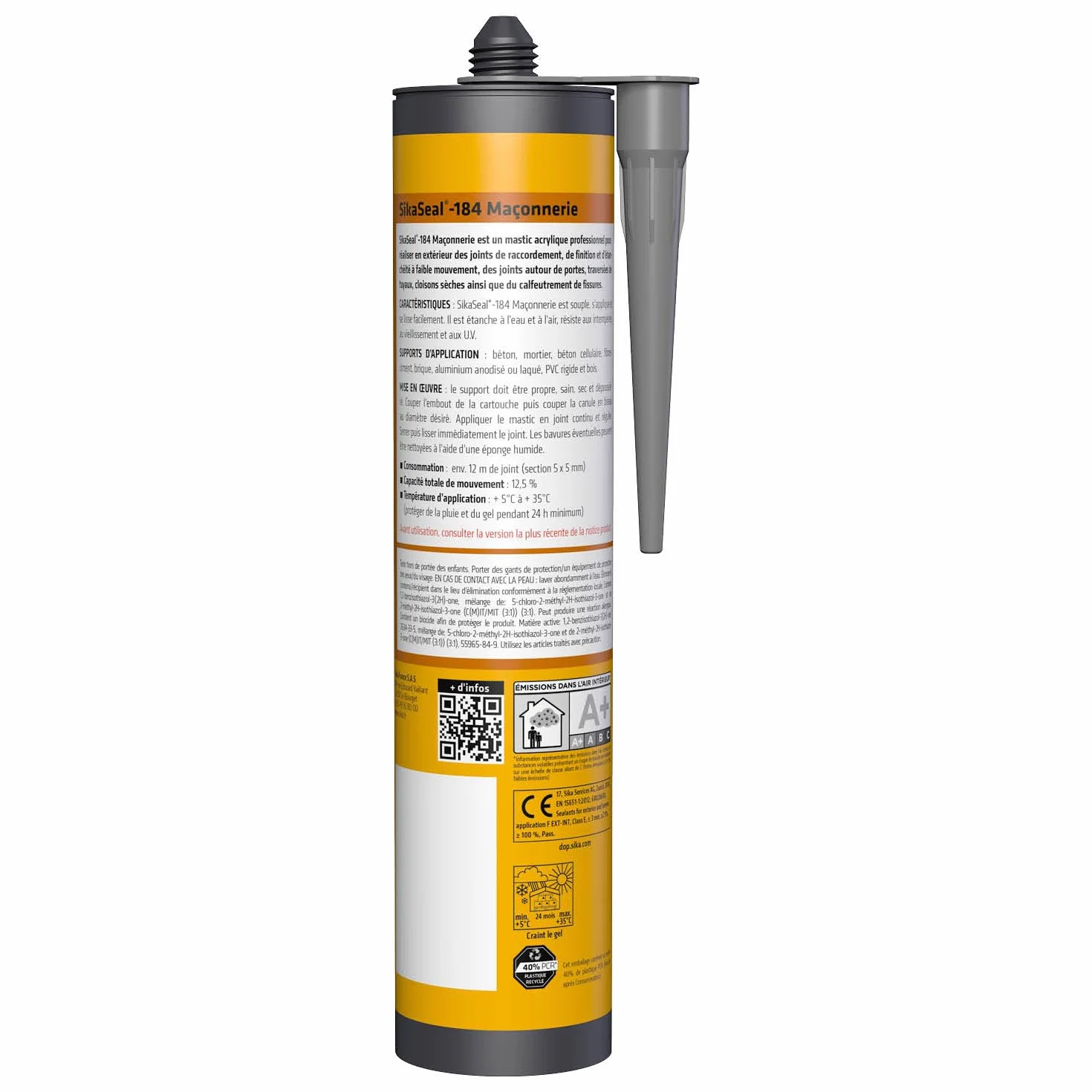 SIKA SikaSeal-184 Mastic acrylique haute performance gris béton 300 ml