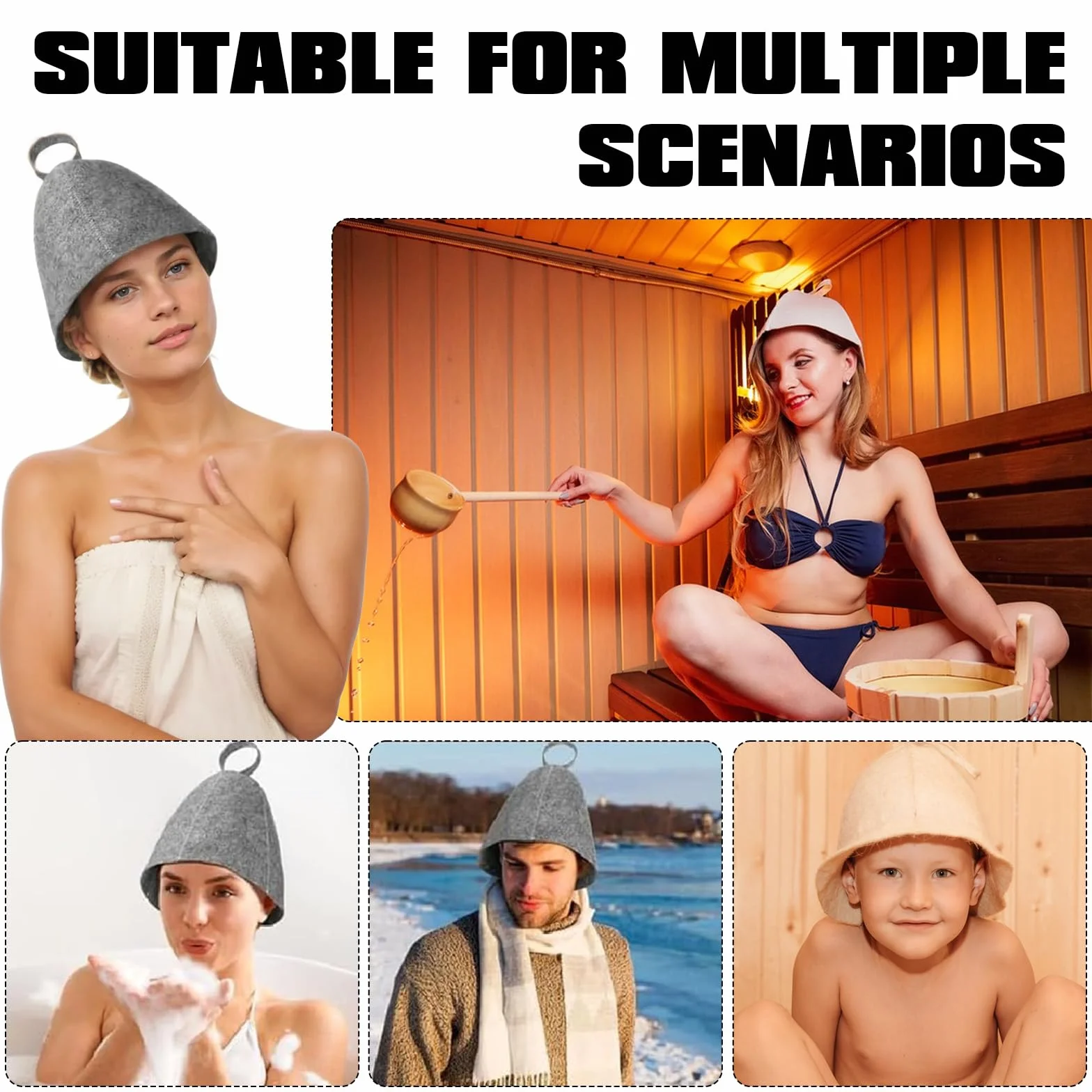 Lot de 4 chapeaux de sauna en feutre